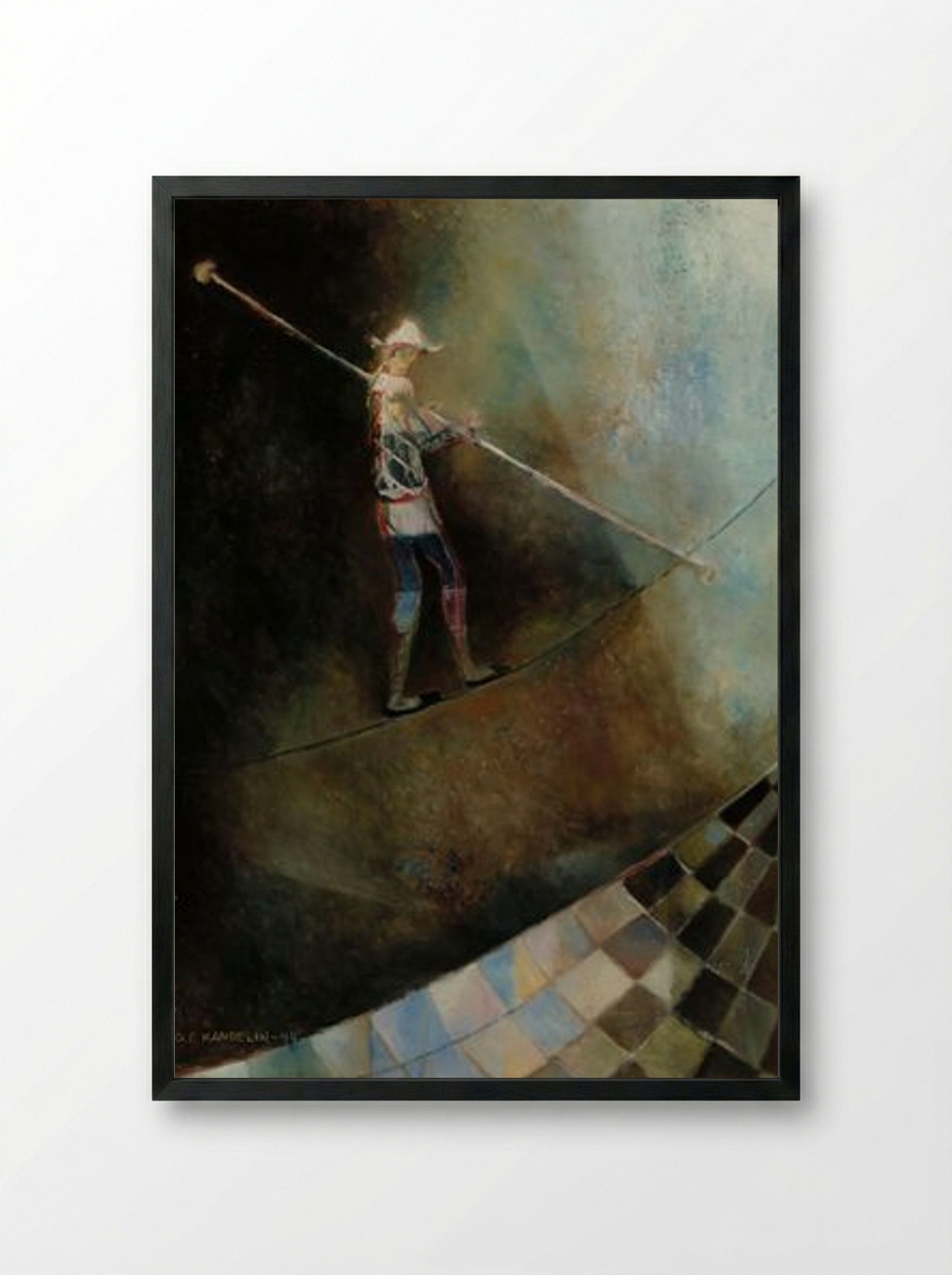 The Rope-Dancer - Ole Kandelin - Framed Print Black