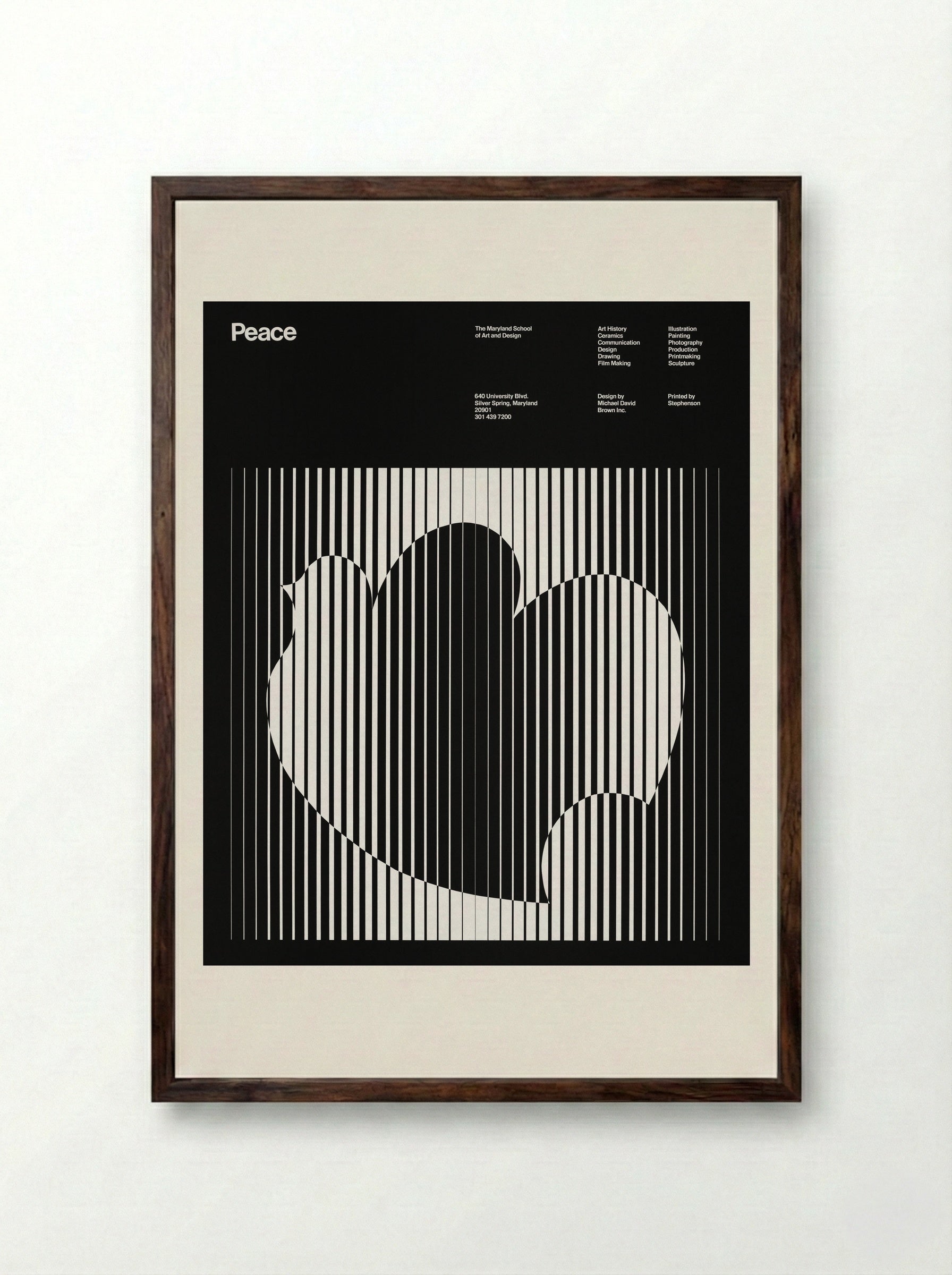 Peace (Maryland School of Art and Design Poster) - Michael David Brown - Framed Print Dark Wood