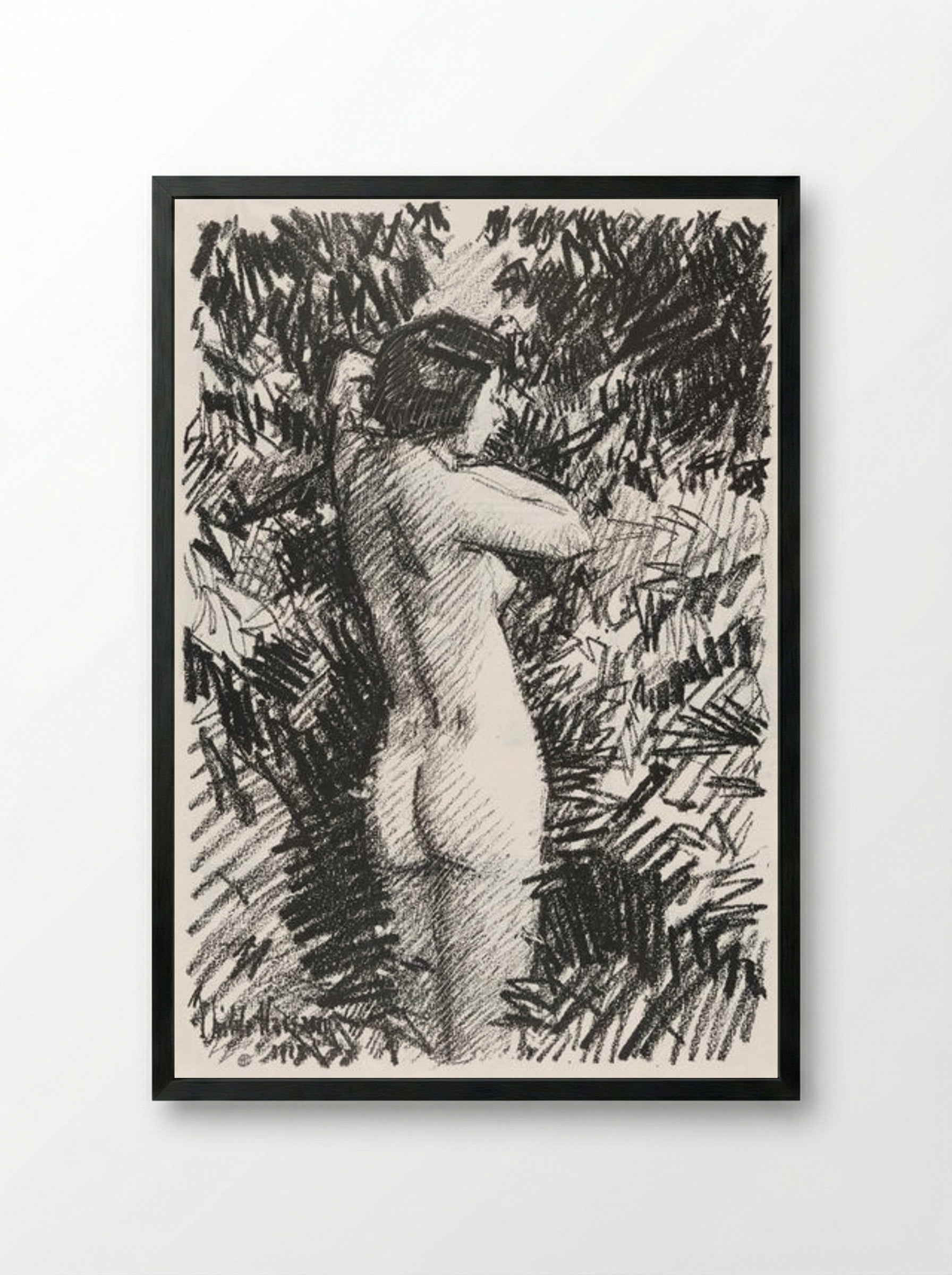 Nude in Landscape - Childe Hassam - Framed Print Black