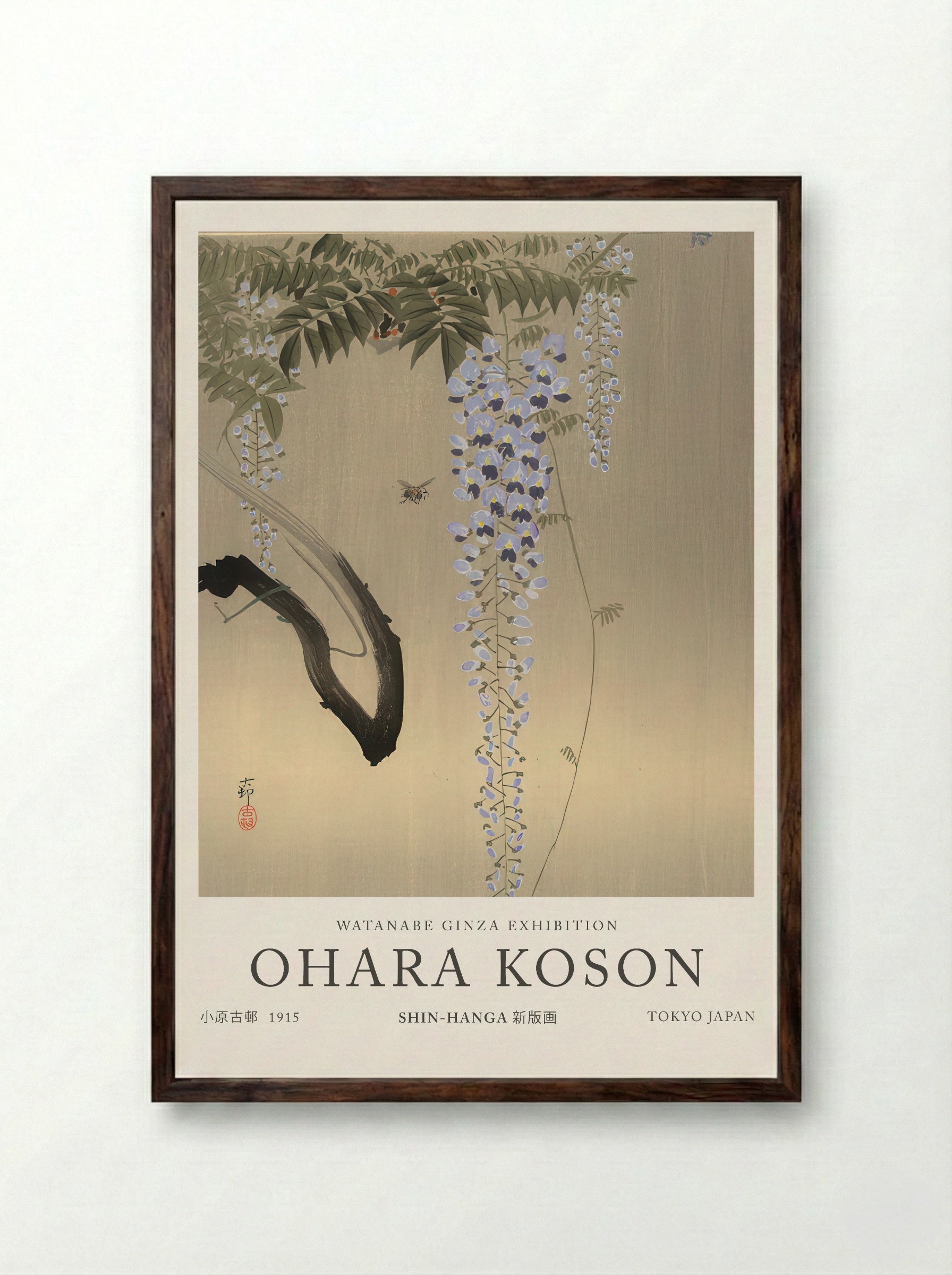 Wisteria And Bee - Ohara Koson