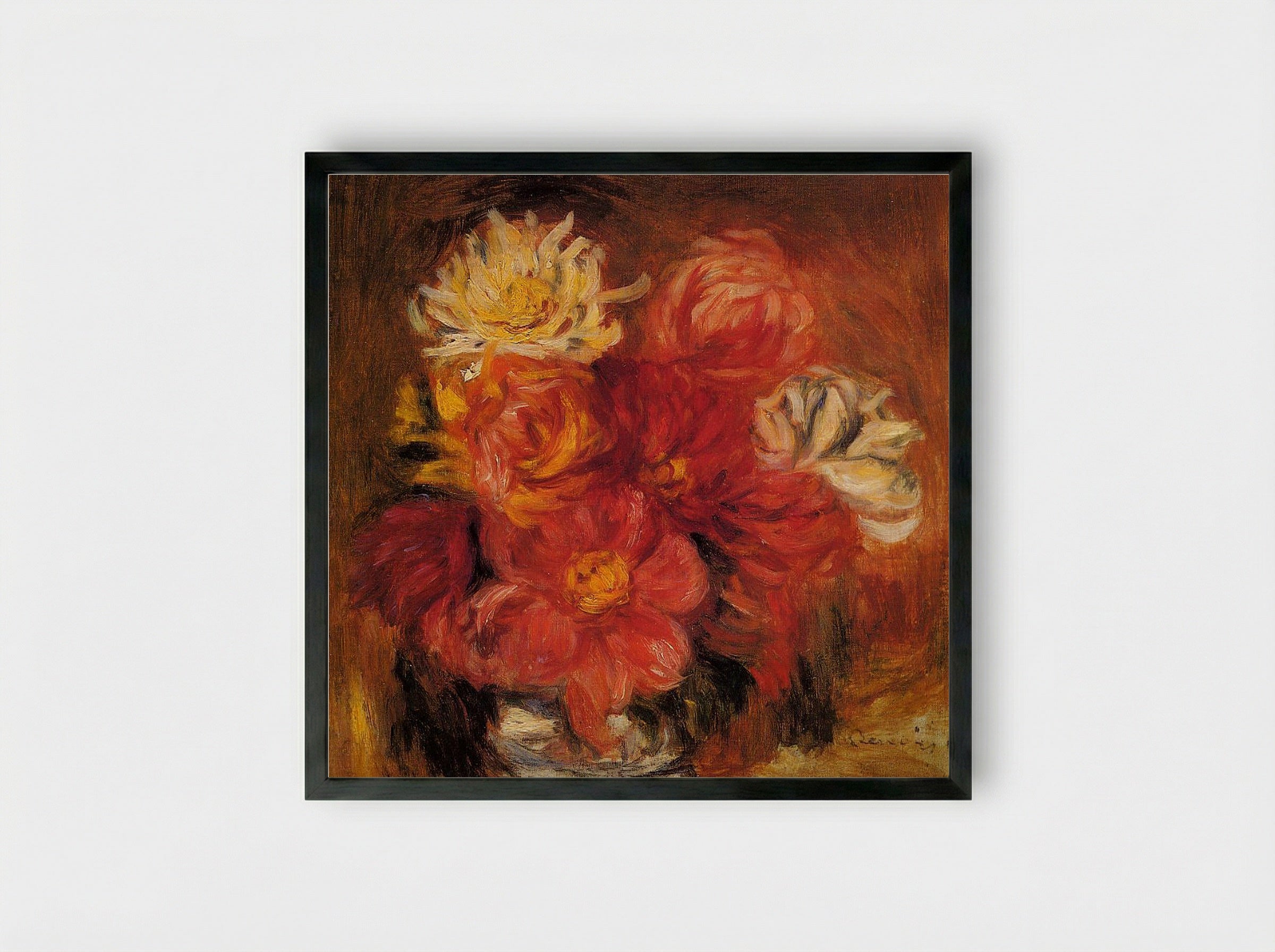 Dahlias - Pierre-Auguste Renoir - Framed Print Black