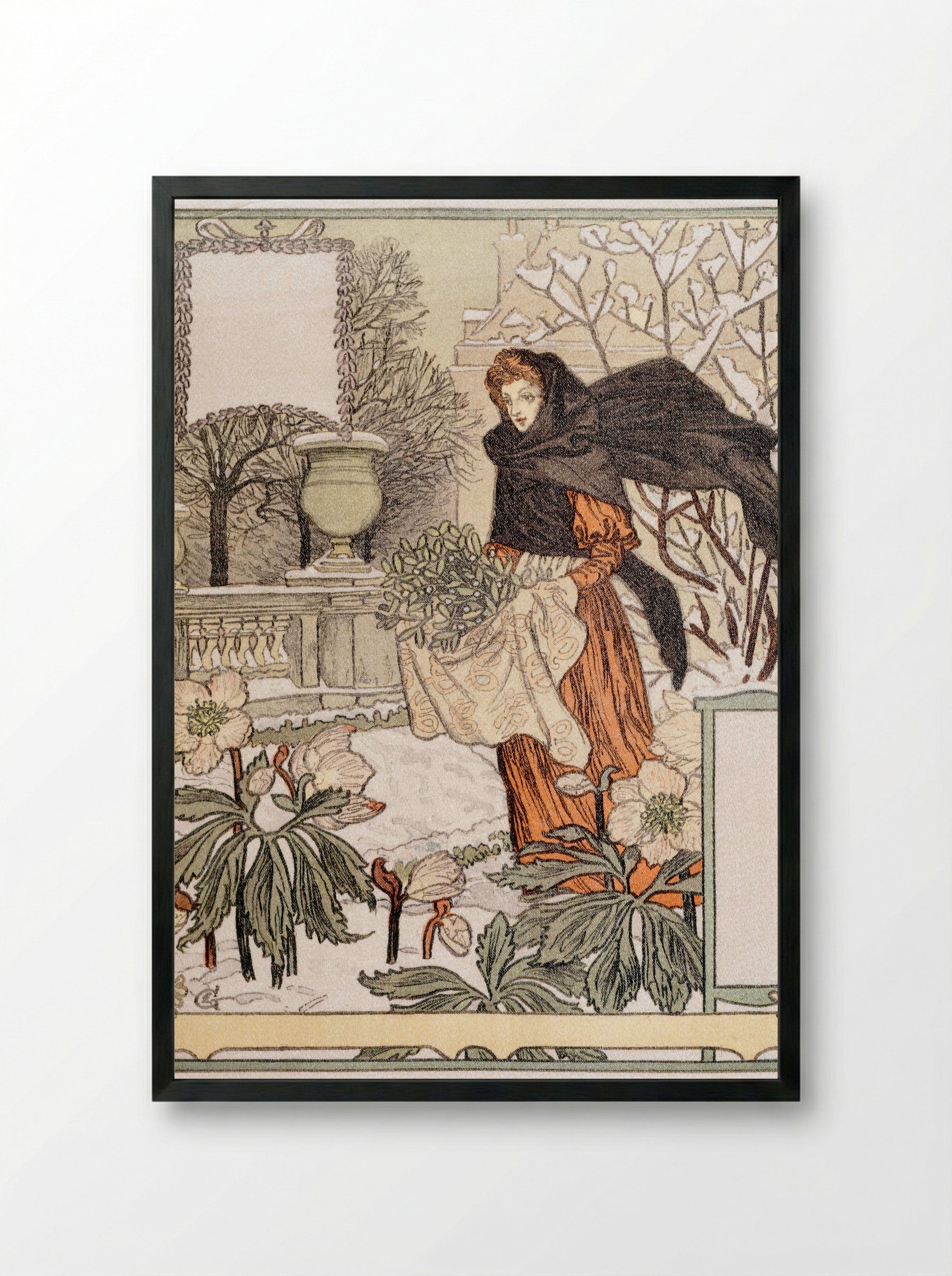 Allégorie du mois de Décembre - Eugène Grasset - Framed Print Black