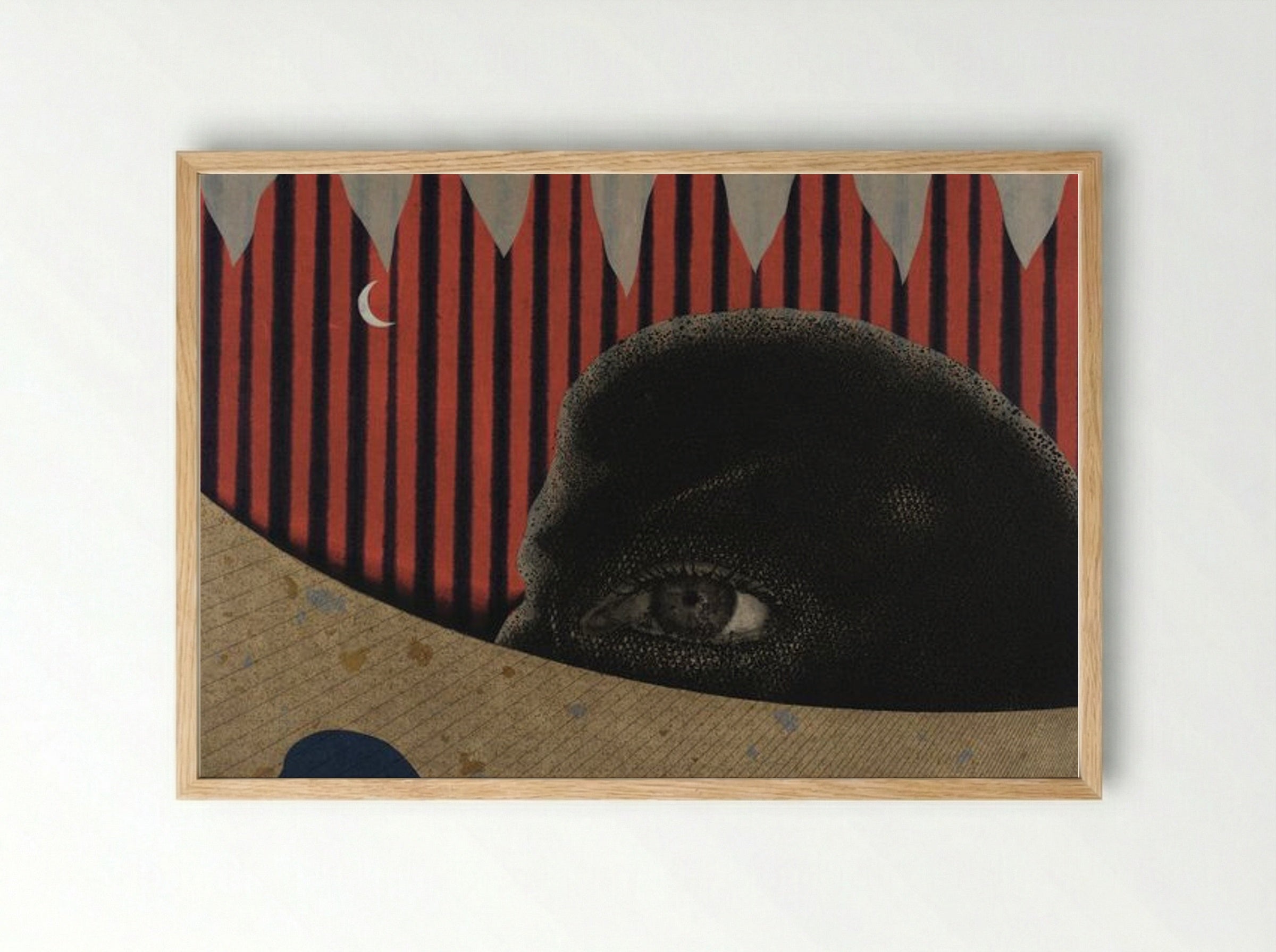 Surrealist Landscape with Eye - Fine Art Print - Framed Print Wood