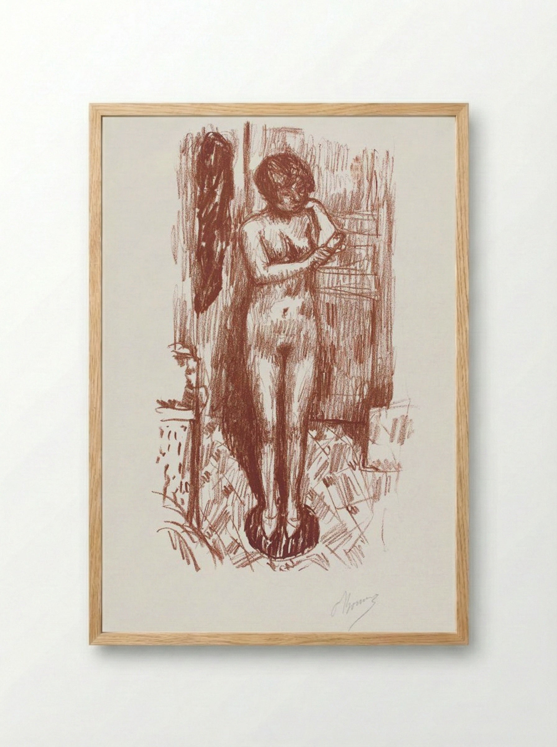Standing Naked Woman Washing Herself - Pierre Bonnard - Framed Print Wood