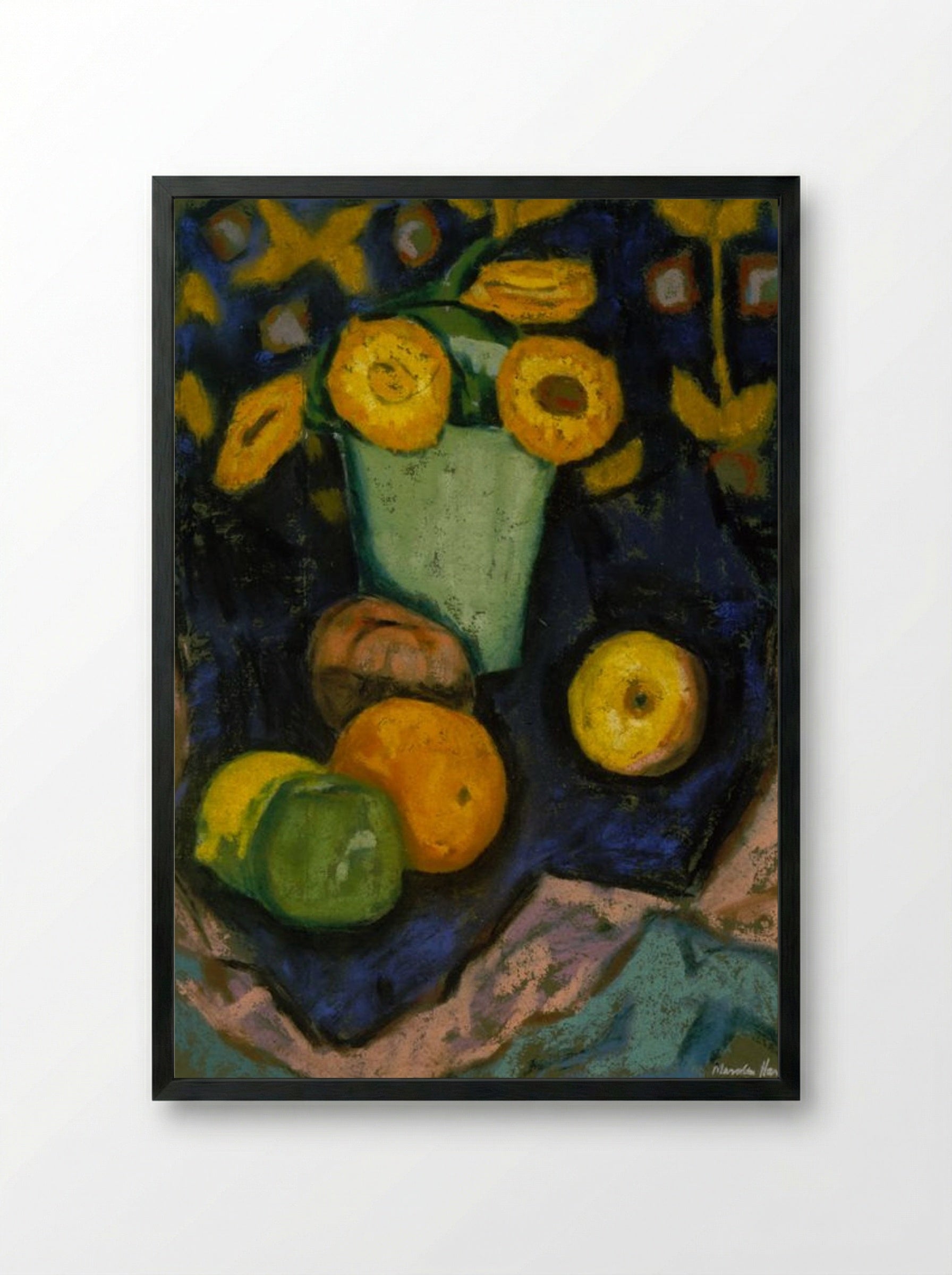 Still Life (Flowers and Fruit) - Marsden Hartley - Framed Print Black