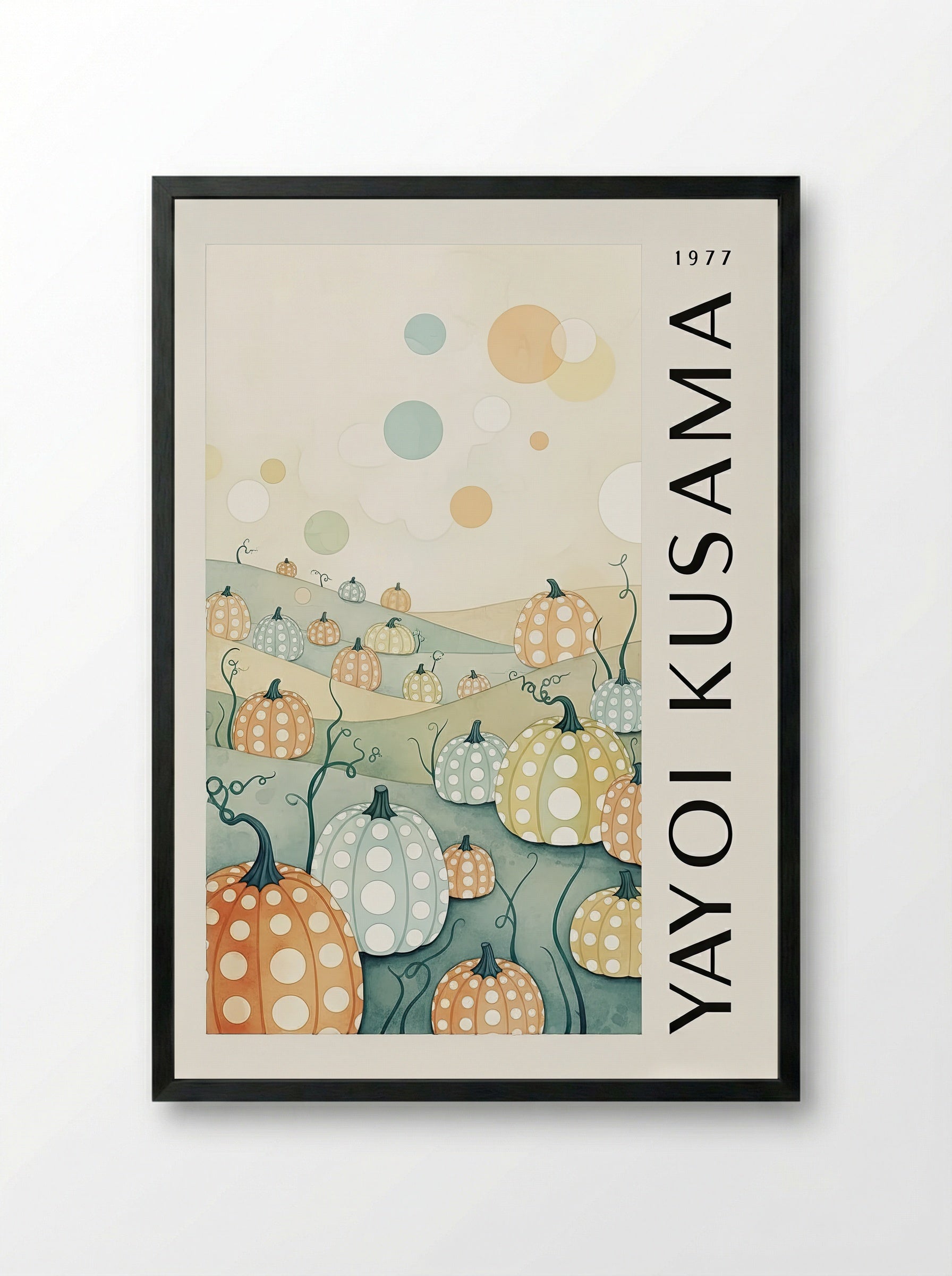 Pumpkins - Yayoi Kusama - Framed Print Black