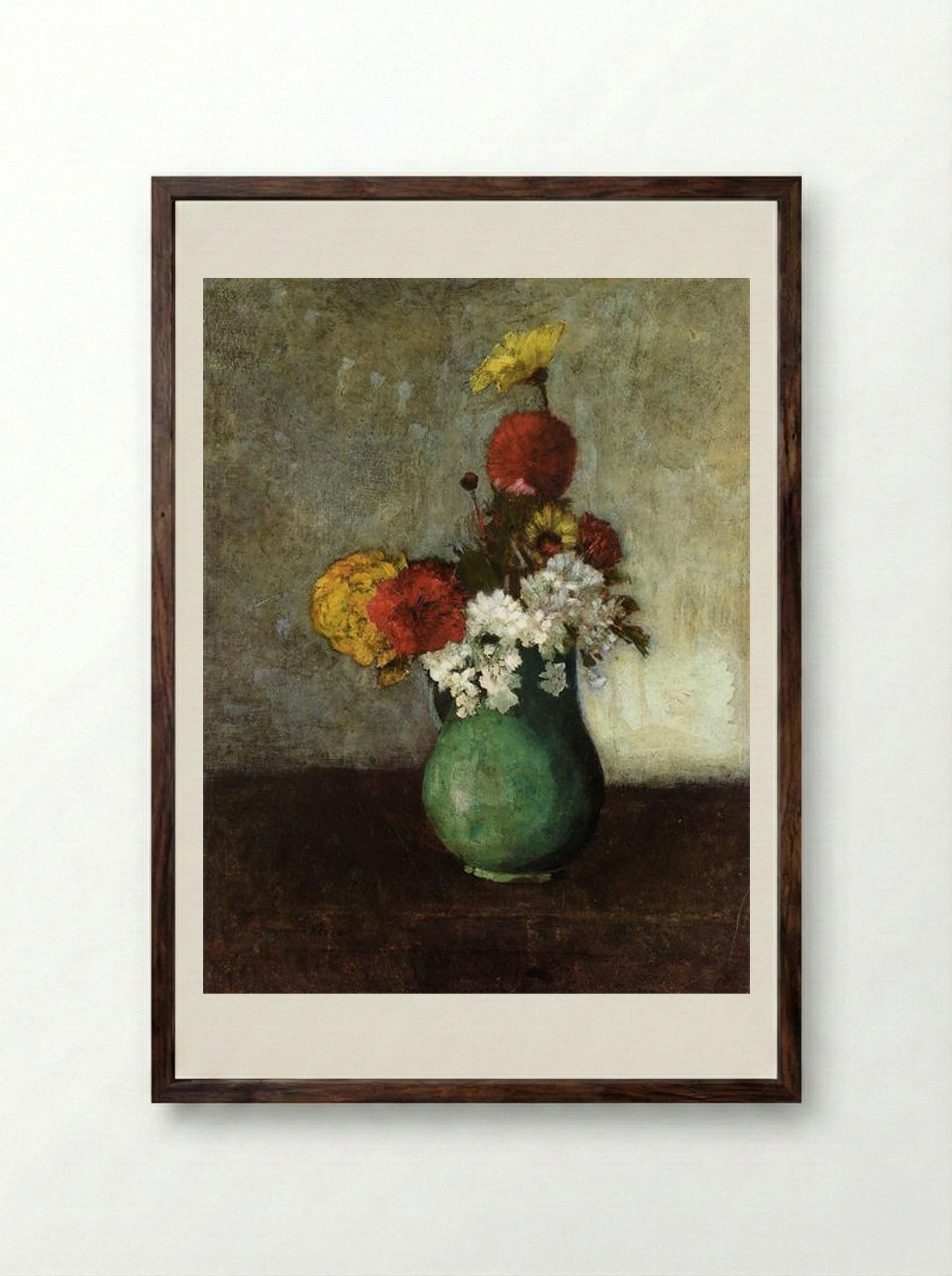 Vase of Flowers - Odilon Redon - Framed Print Dark Wood