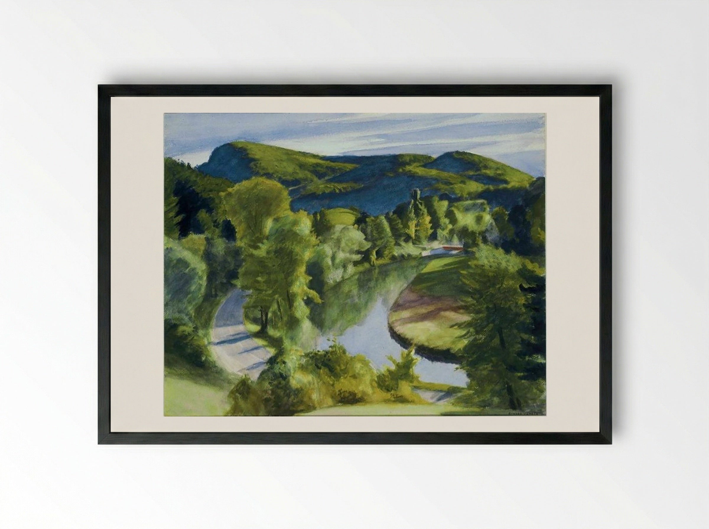 First Branch of the White River, Vermont - Edward Hopper - Framed Print Black