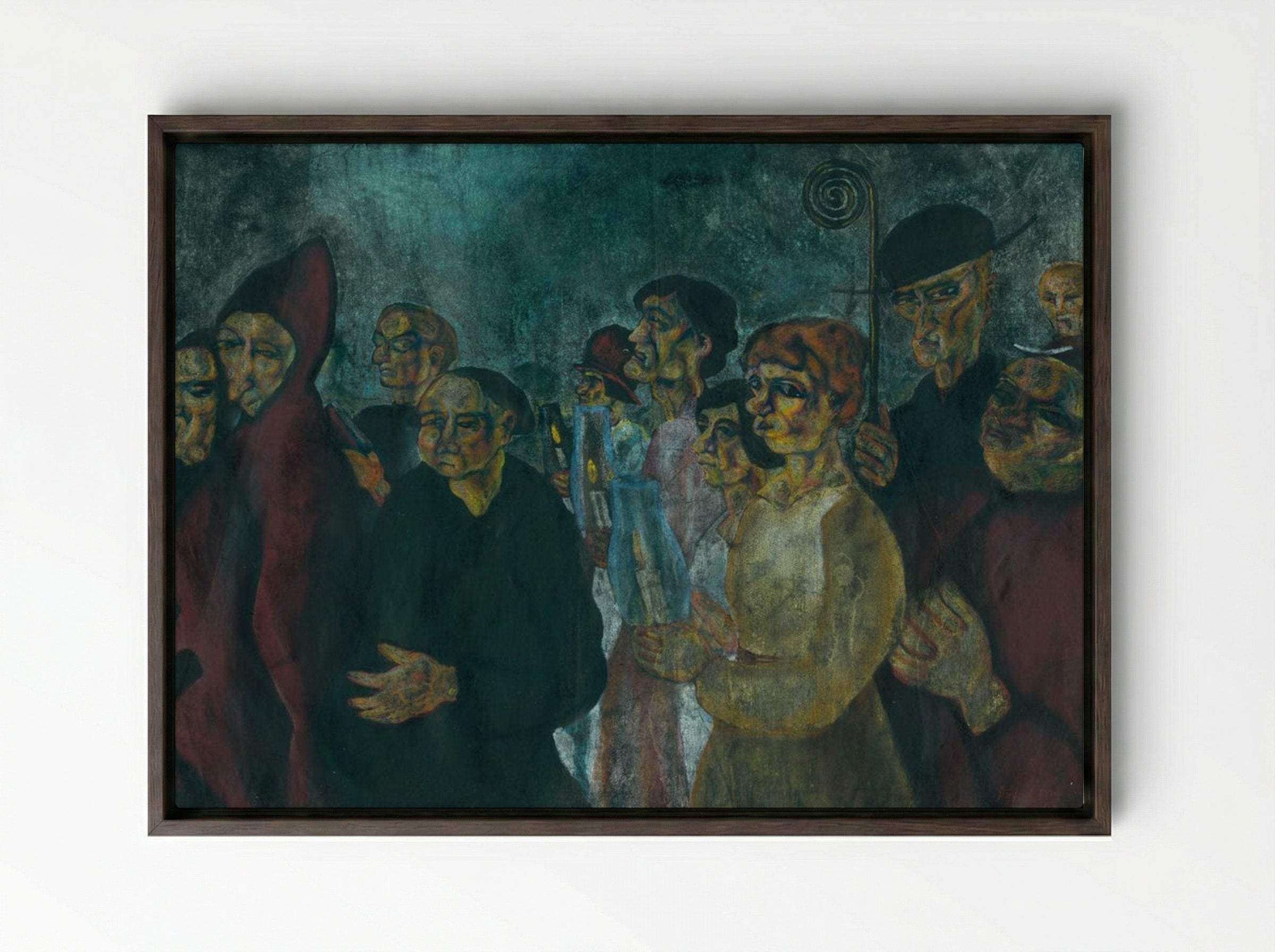 Procession of Virgins - Konstantin Bauer - Framed Canvas Dark Wood