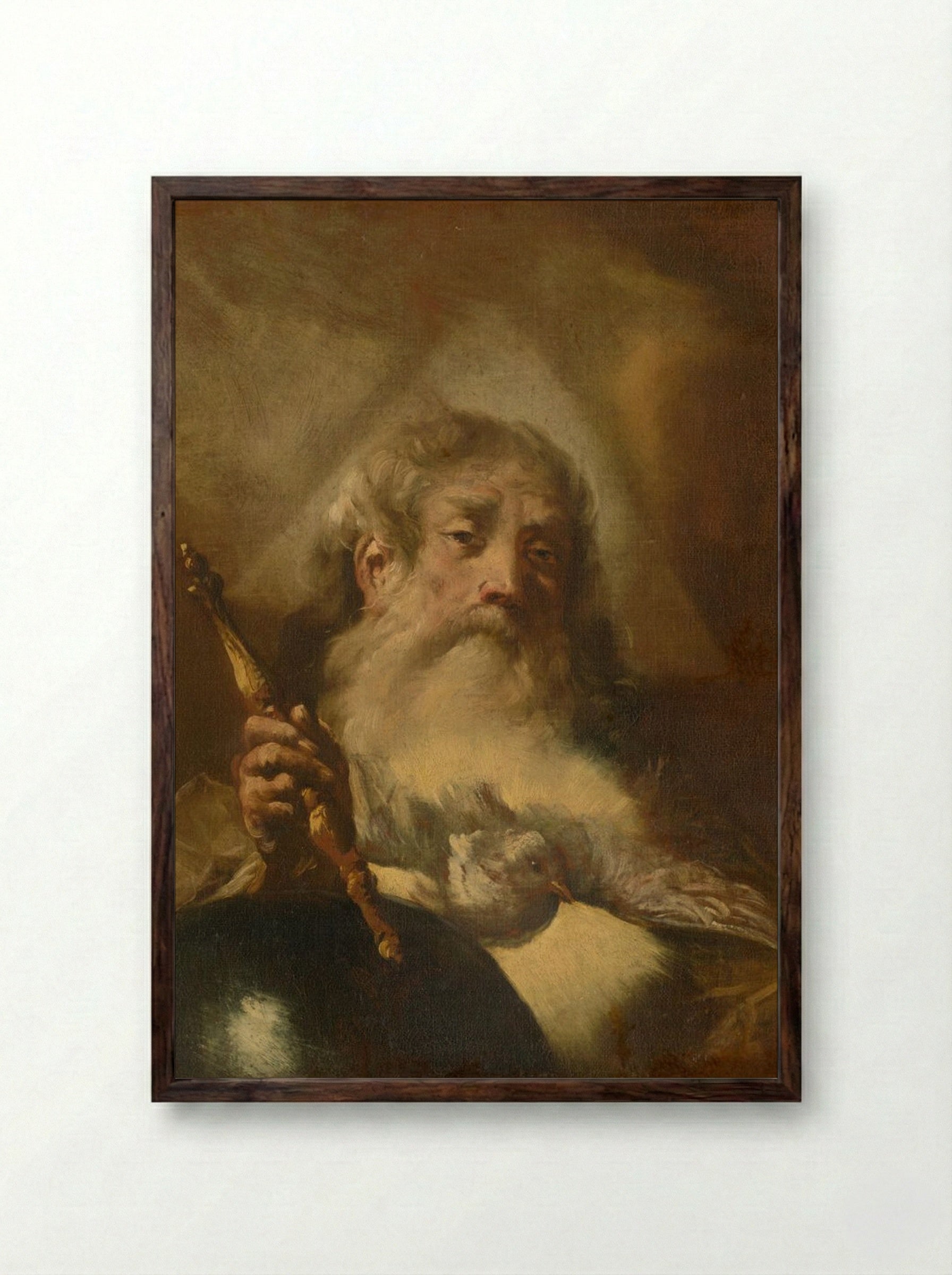 Study of God the Father - Rembrandt van Rijn - Framed Print Dark Wood