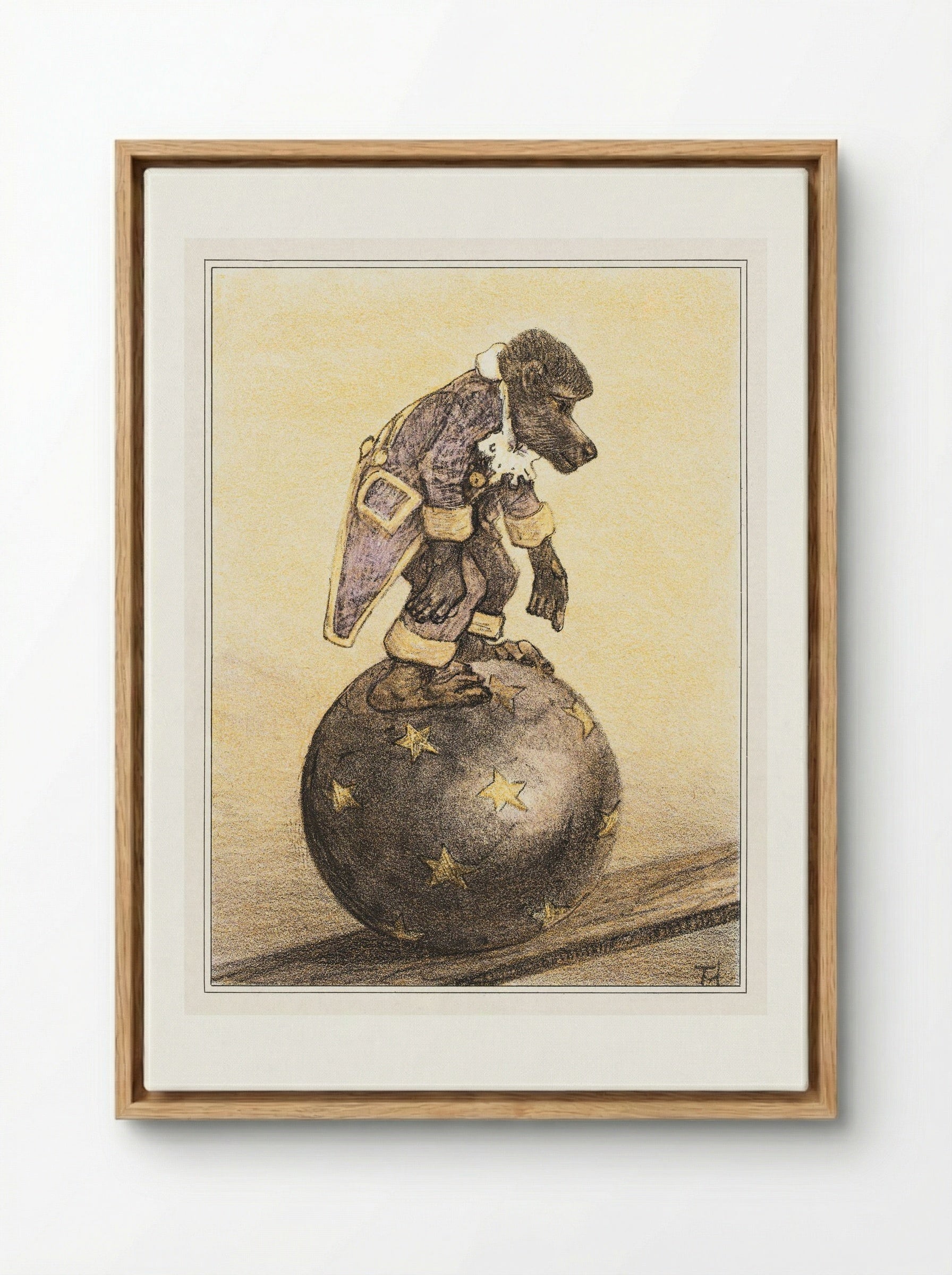 Aap op bal (Monkey on a Ball) - Theo van Hoytema - Framed Canvas Wood
