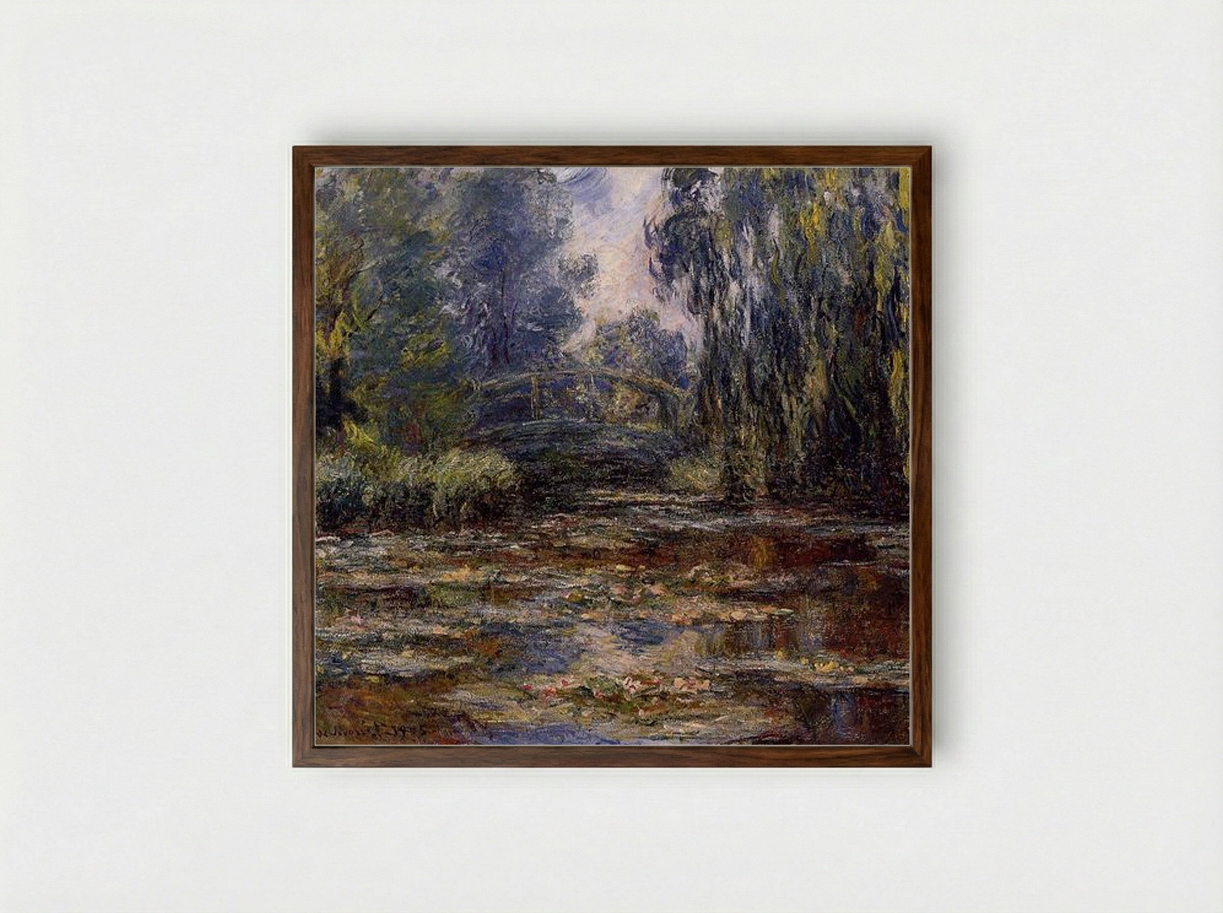 The Water Lily Pond and Bridge - Claude Monet - Framed Print Dark Wood