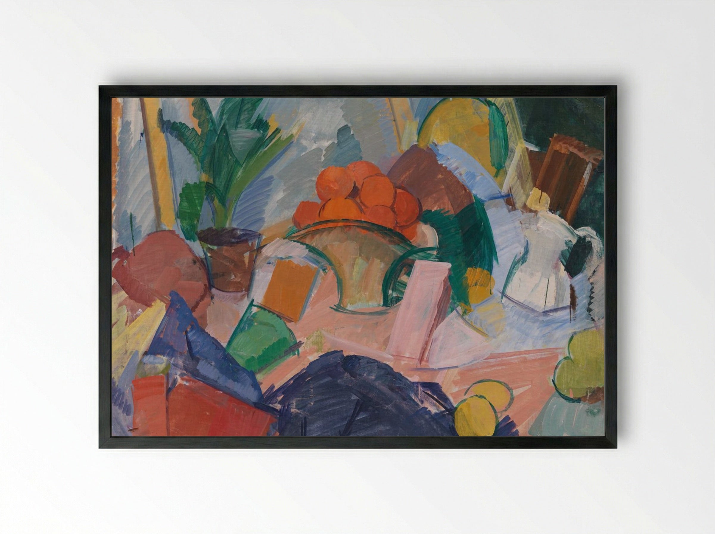 Still Life with Oranges in a Basket - Edvard Weie - Framed Print Black