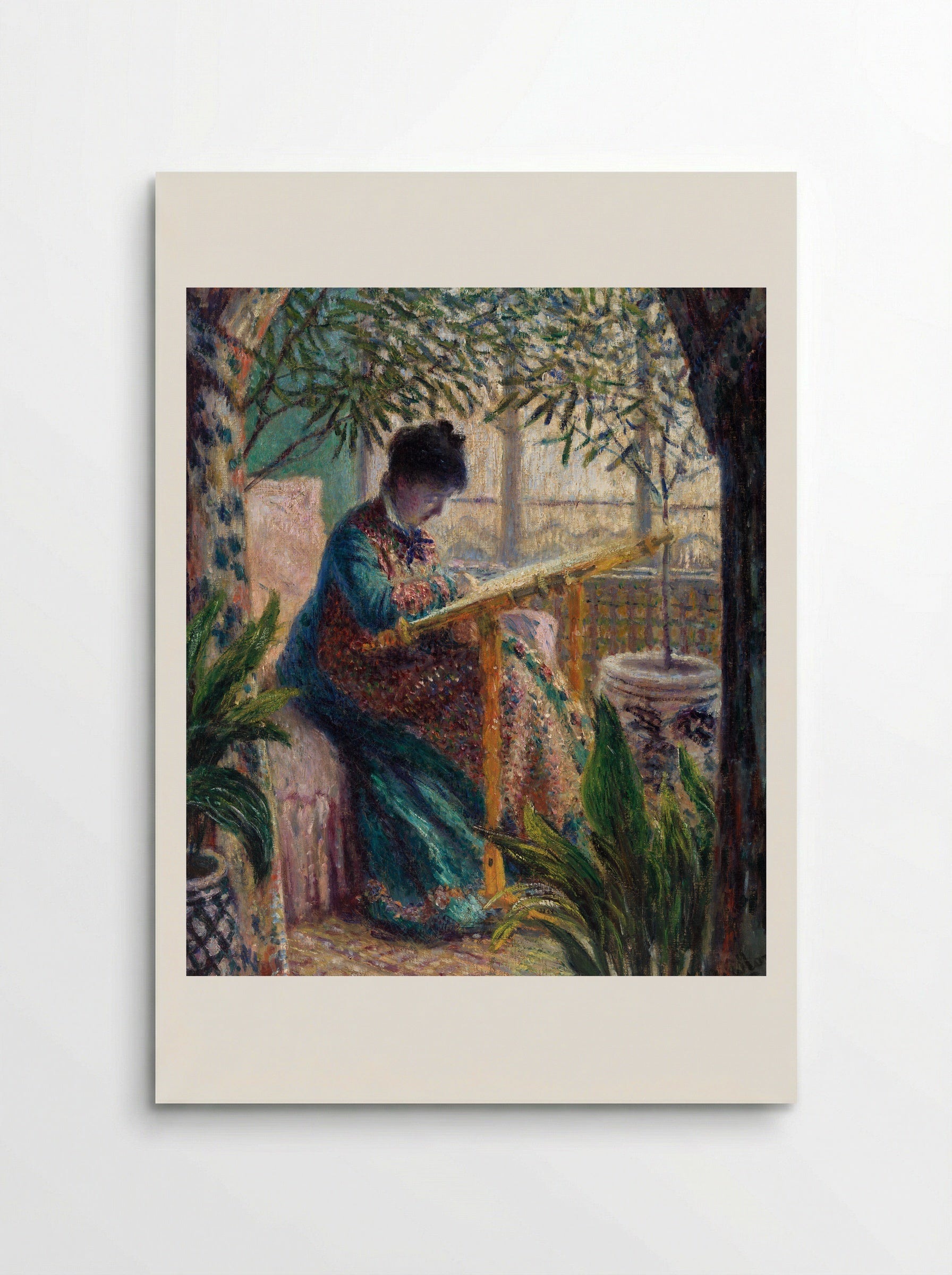 Madame Monet Embroidering - Claude Monet - Poster