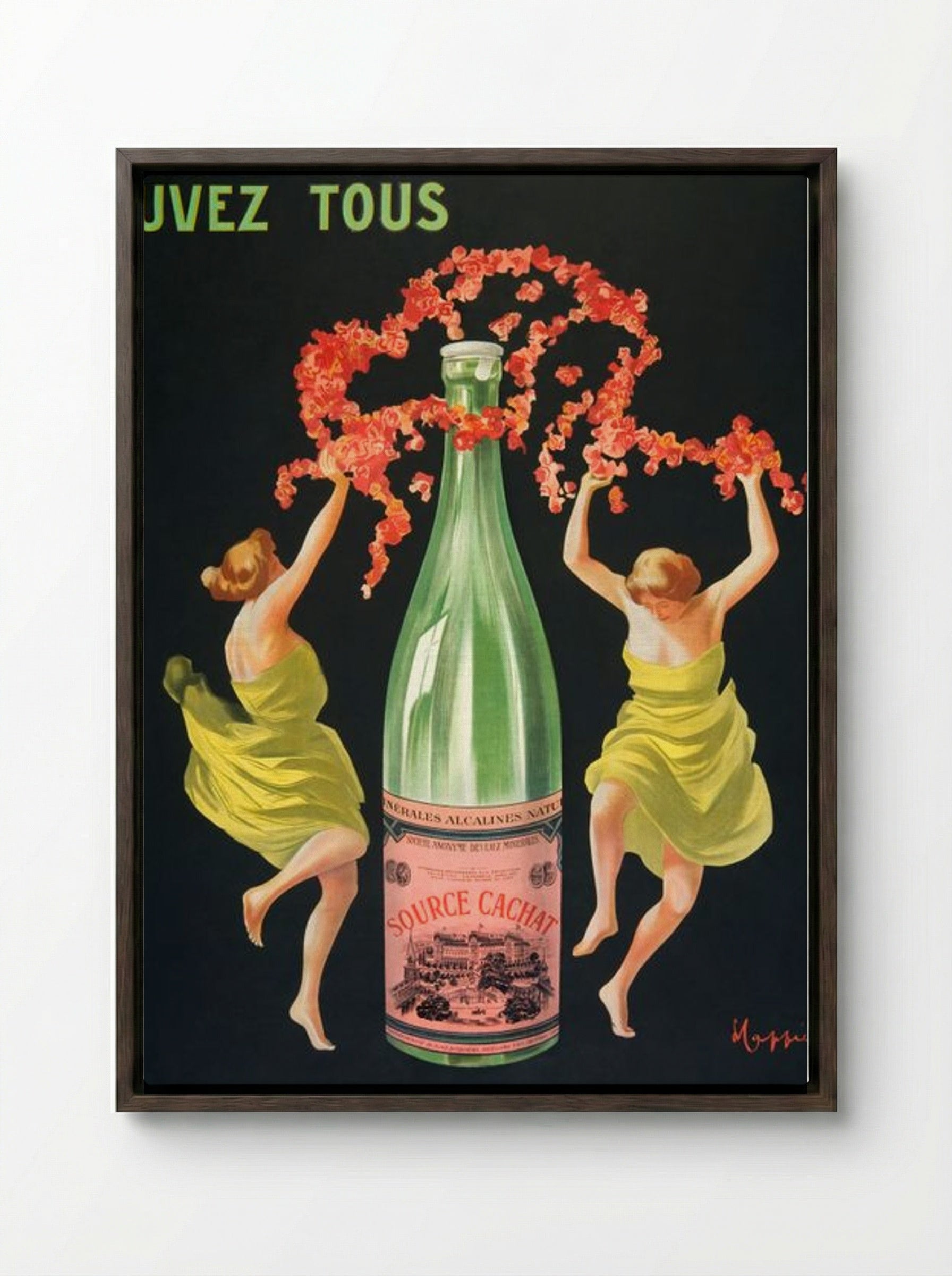 Drink Evian-Cachat - Leonetto Cappiello - Framed Canvas Dark Wood