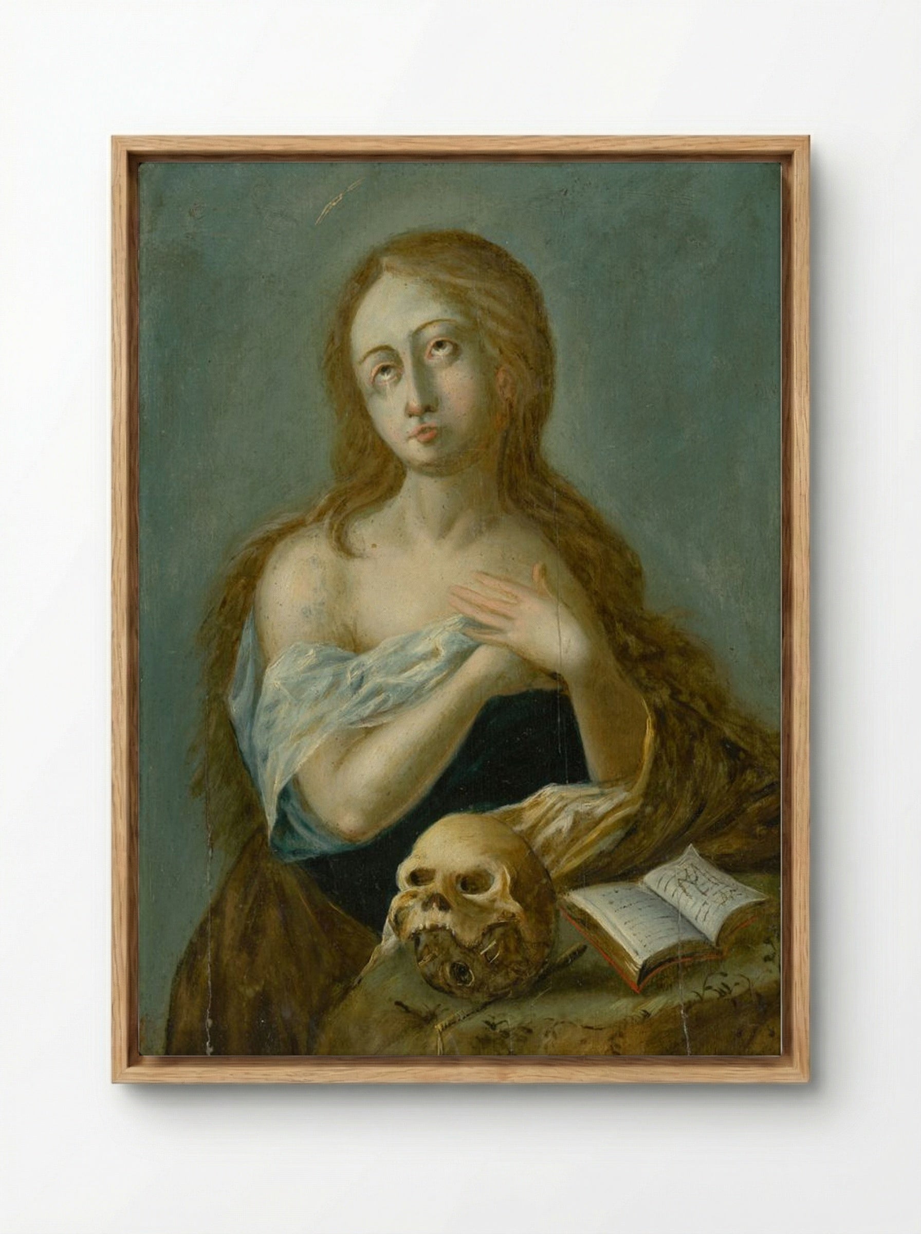 The Penitent Magdalene - Georges de La Tour - Framed Canvas Wood