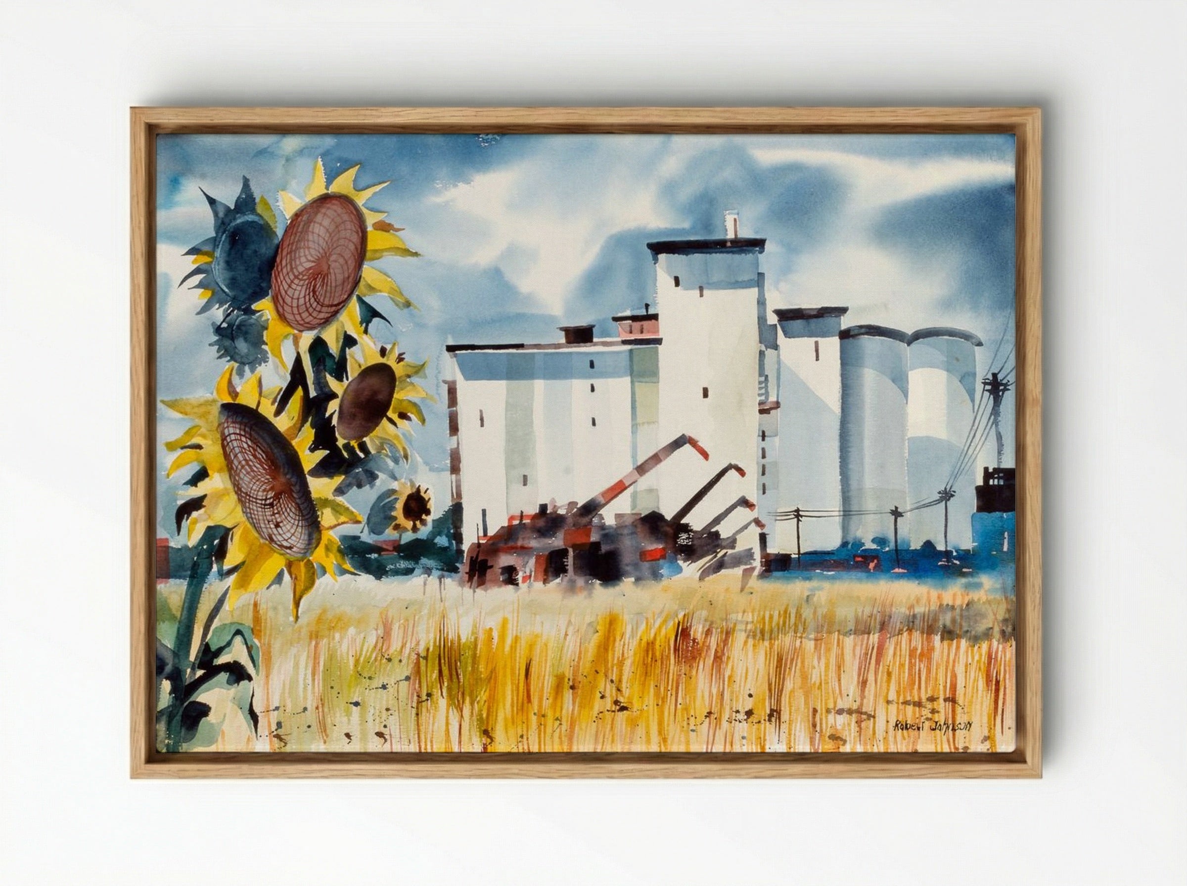 Grain Elevator, Kansas - Robert Johnson - Framed Canvas Wood