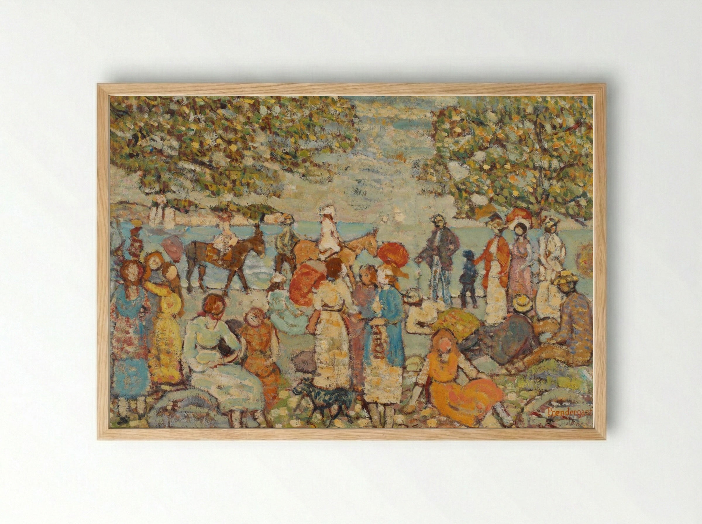 Beach Scene with Donkeys or Mules - Maurice Brazil Prendergast - Framed Print Wood