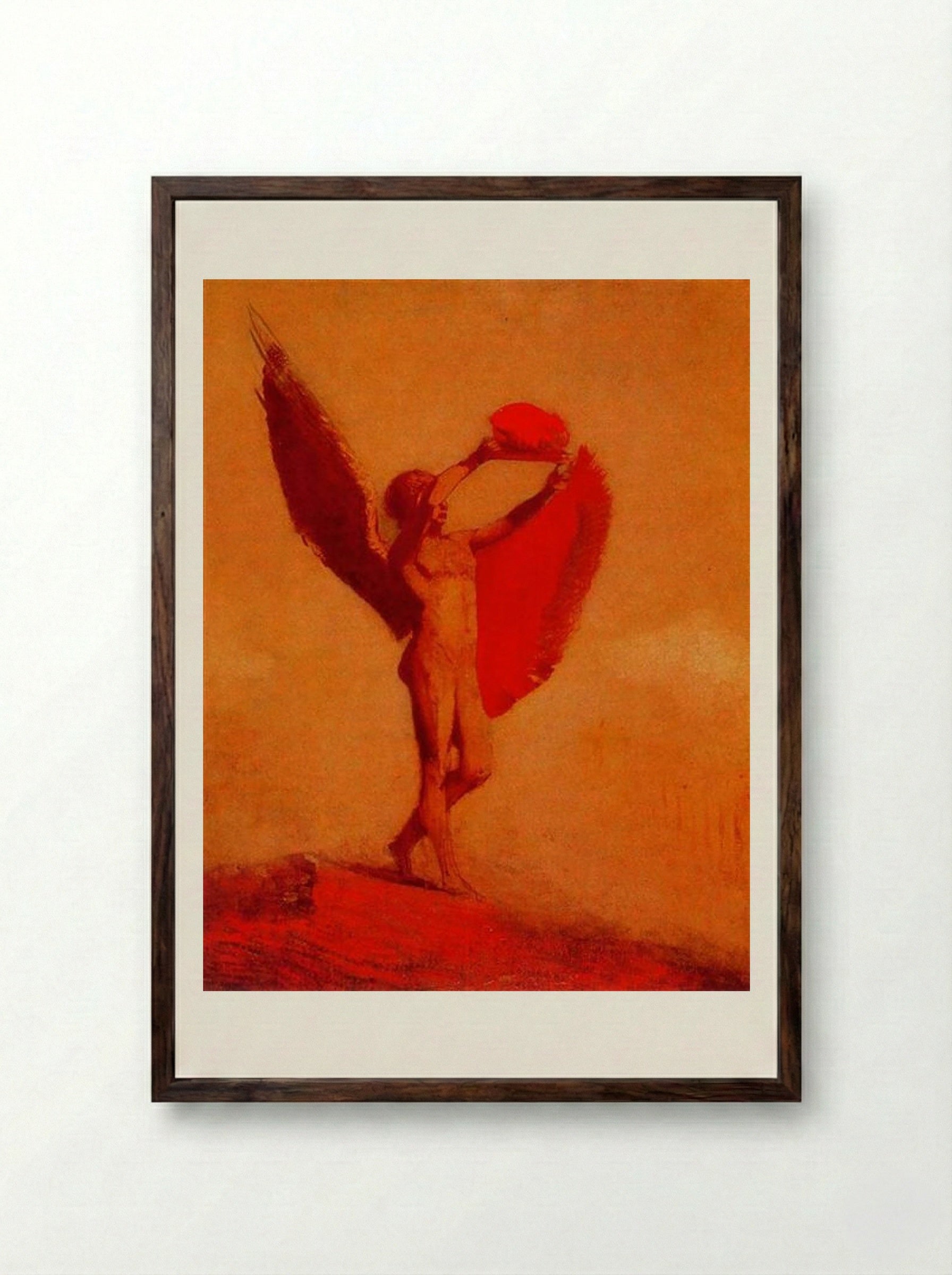 Icarus - Odilon Redon - Framed Print Dark Wood