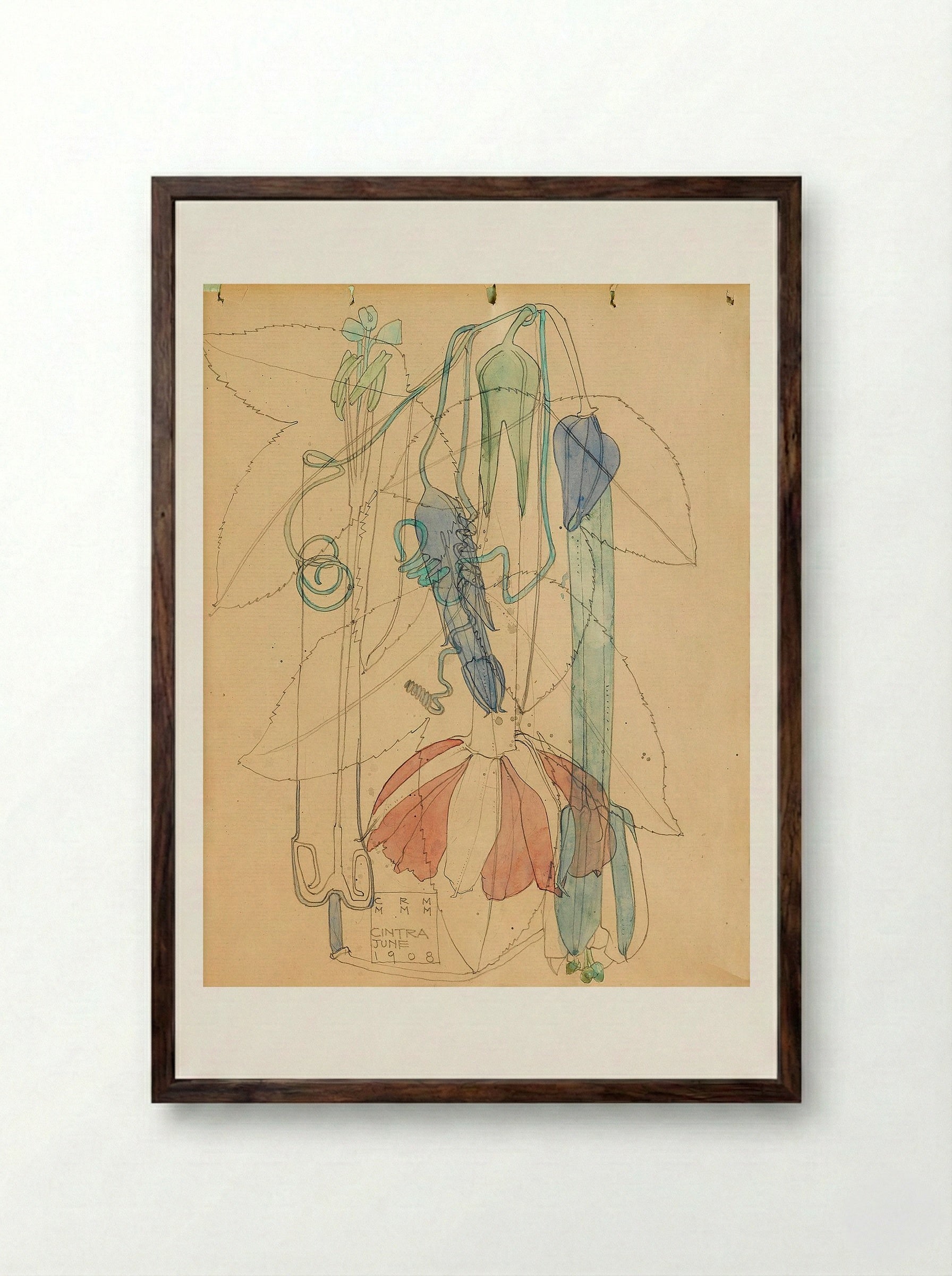 Cintra, June 1908 - Charles Rennie Mackintosh - Framed Print Dark Wood