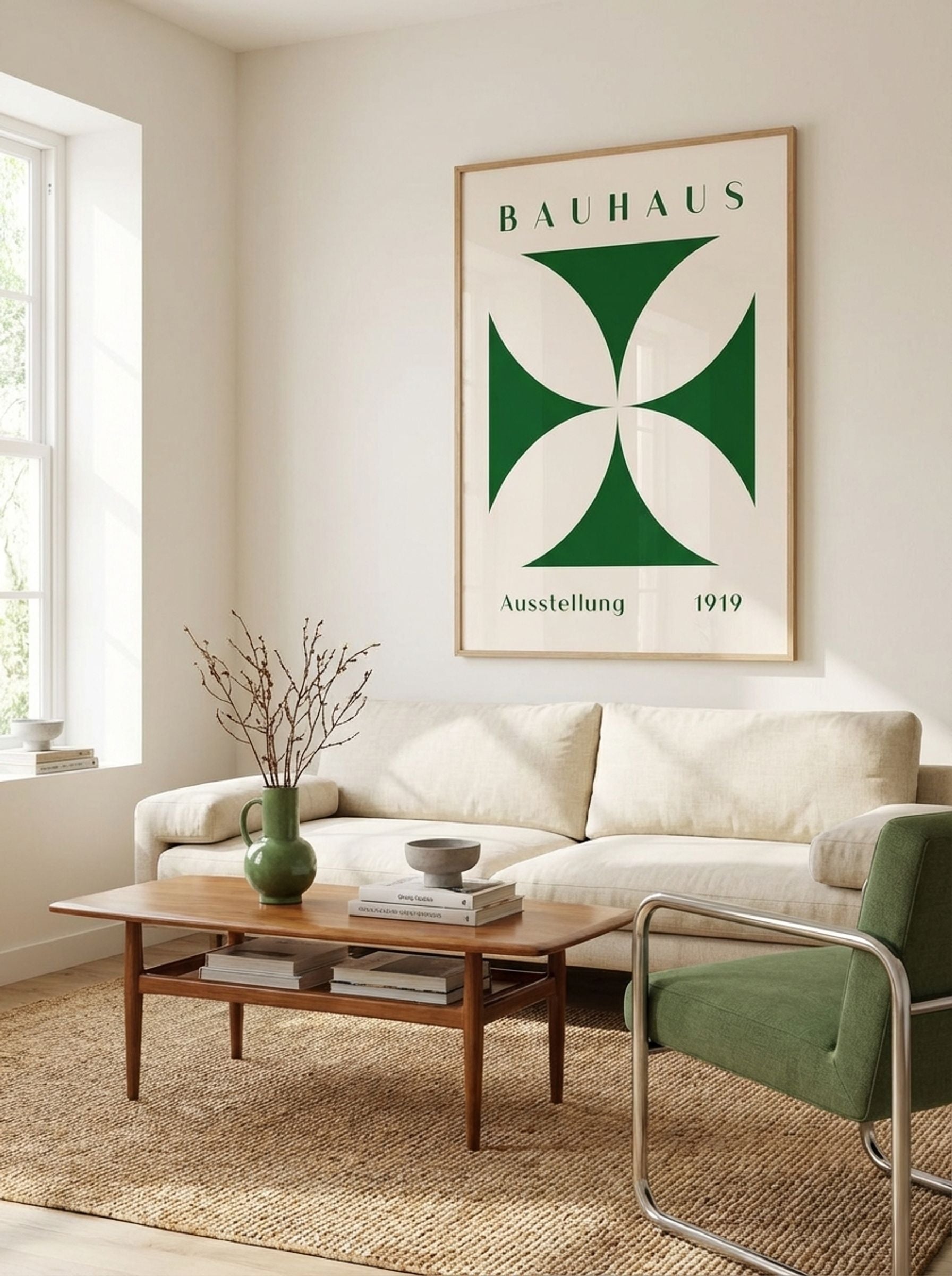 Bauhaus Cross Form - Green on Cream (1919) - Lifestyle