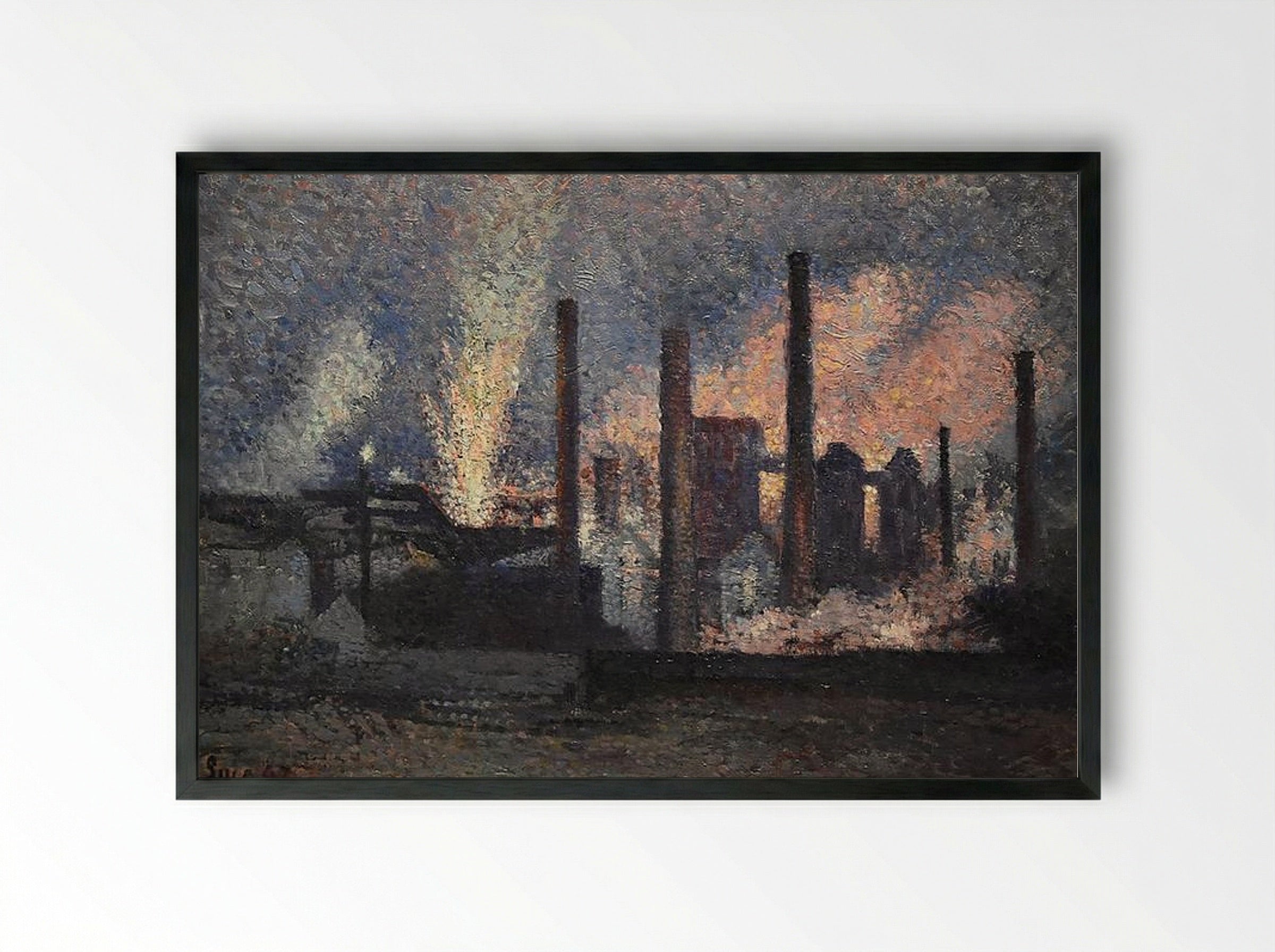 Usines près de Charleroi - Maximilien Luce - Framed Print Black