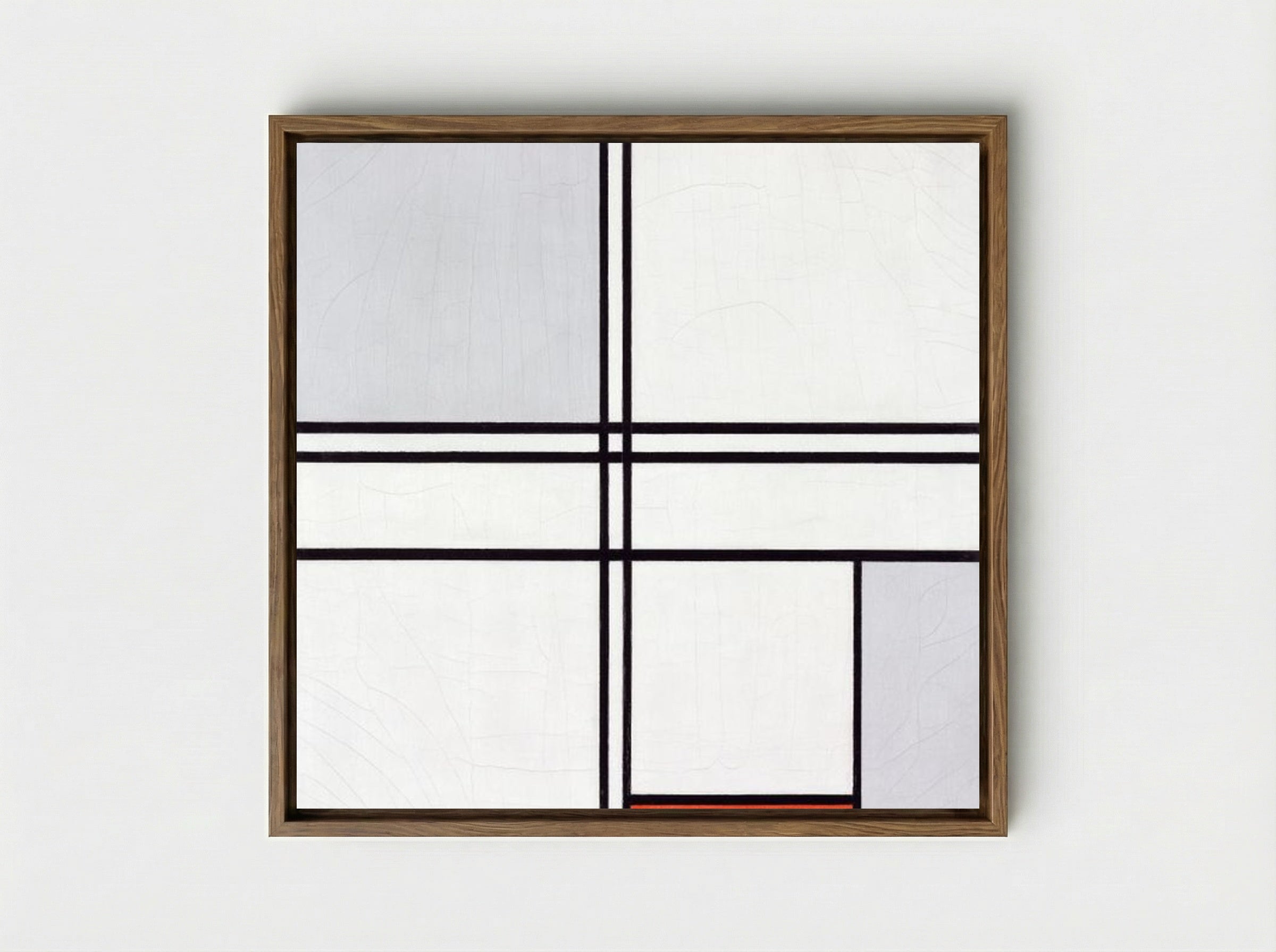 Composition No. 1, Grey-Red - Piet Mondrian - Framed Canvas Wood