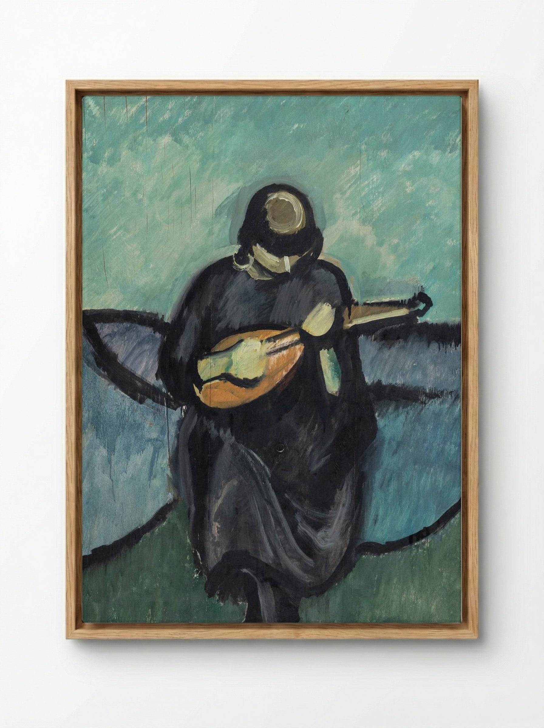 Mandolin Player - Harald Giersing - Framed Canvas Wood
