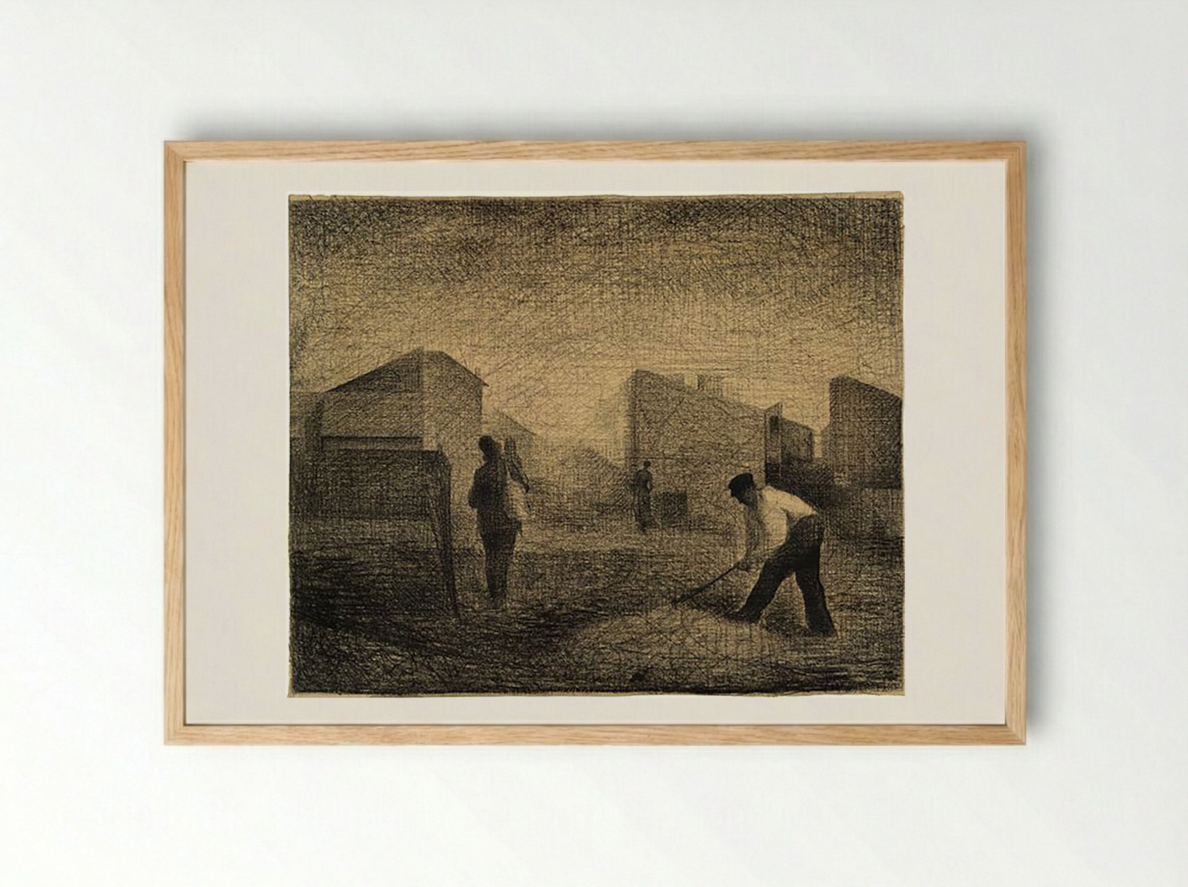 The Stone Breakers - Georges Seurat - Framed Print Wood