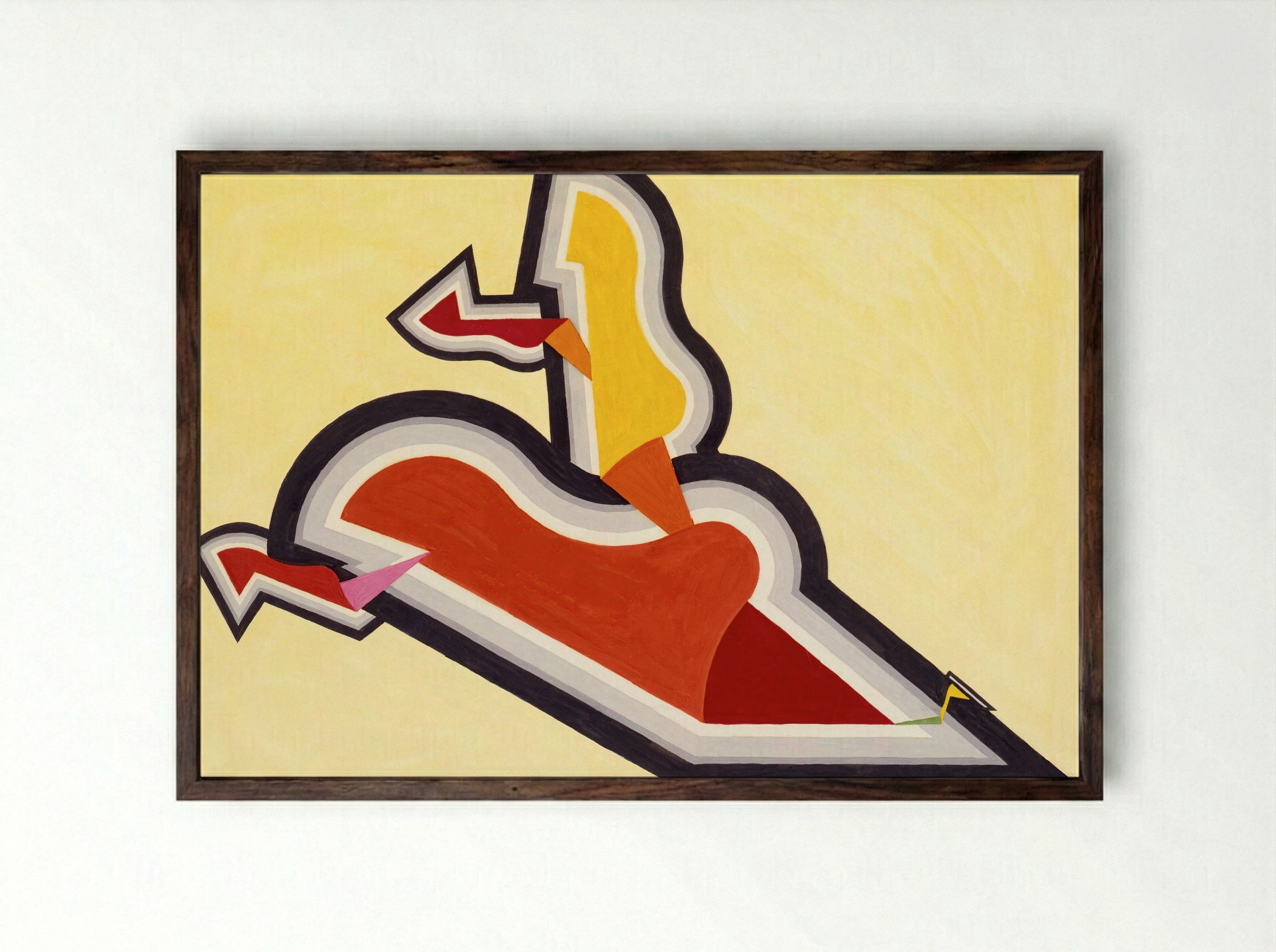 Study in Rhythm, Red and Gold - Joseph Schillinger - Framed Print Dark Wood