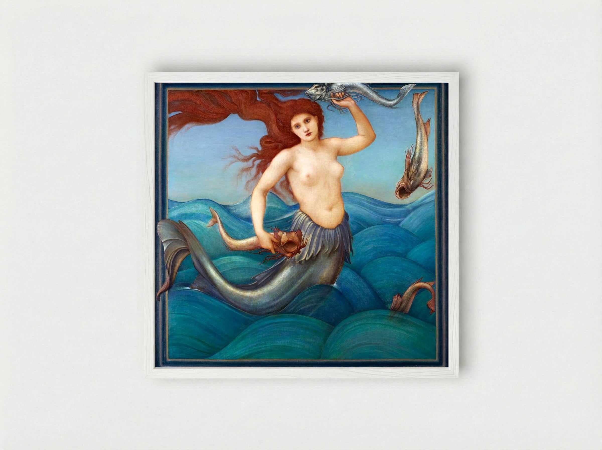 A Sea Nymph - Edward Burne-Jones - Framed Print White