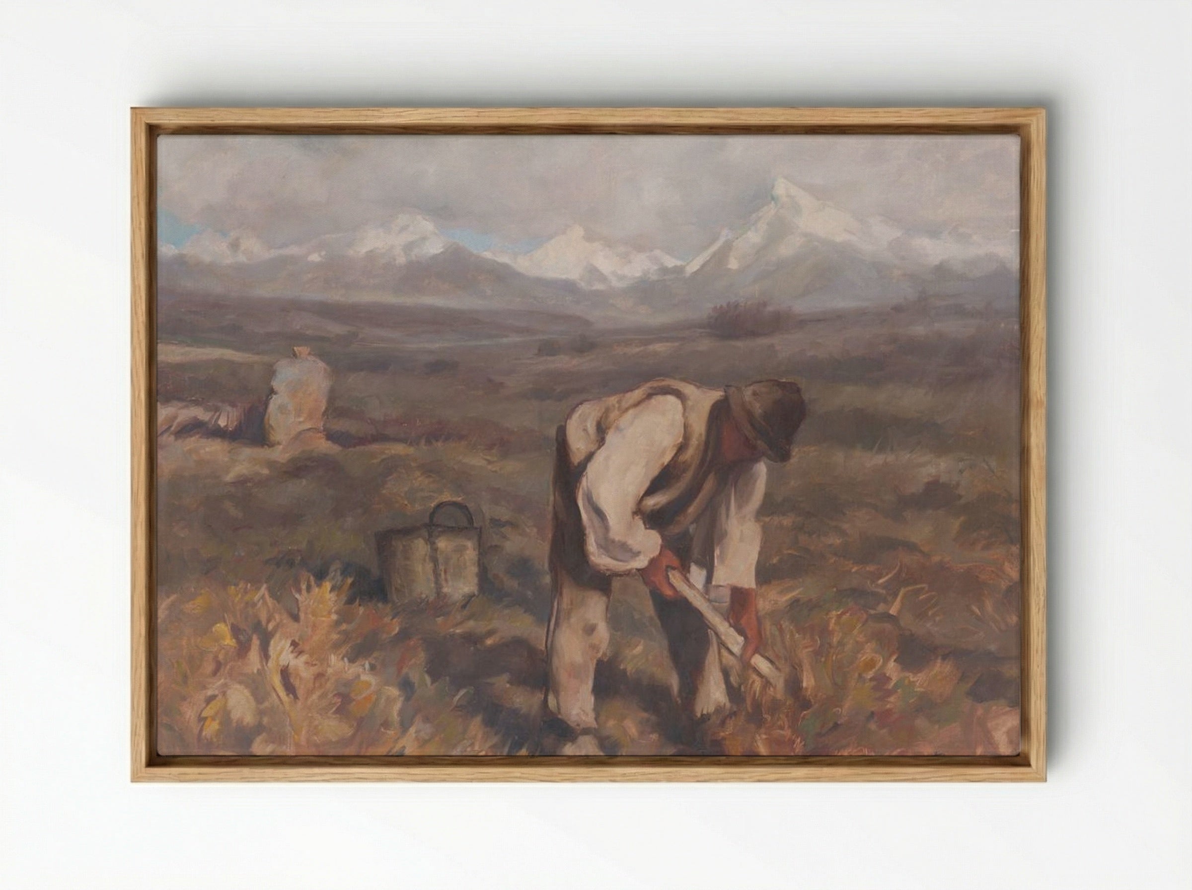 Autumn Work (Potato Digging) - Zolo Palugyay - Framed Canvas Wood