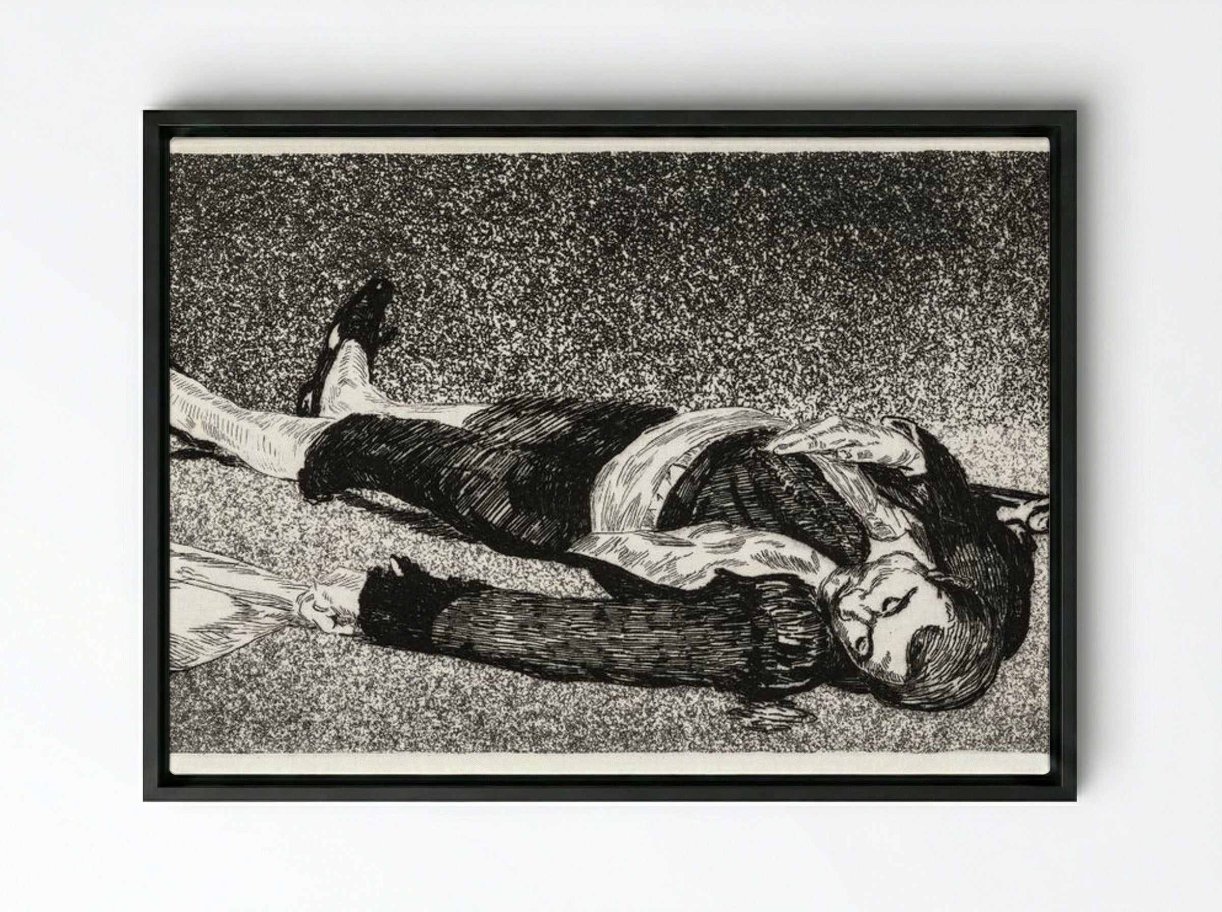 The Dead Toreador - Édouard Manet - Framed Canvas Black