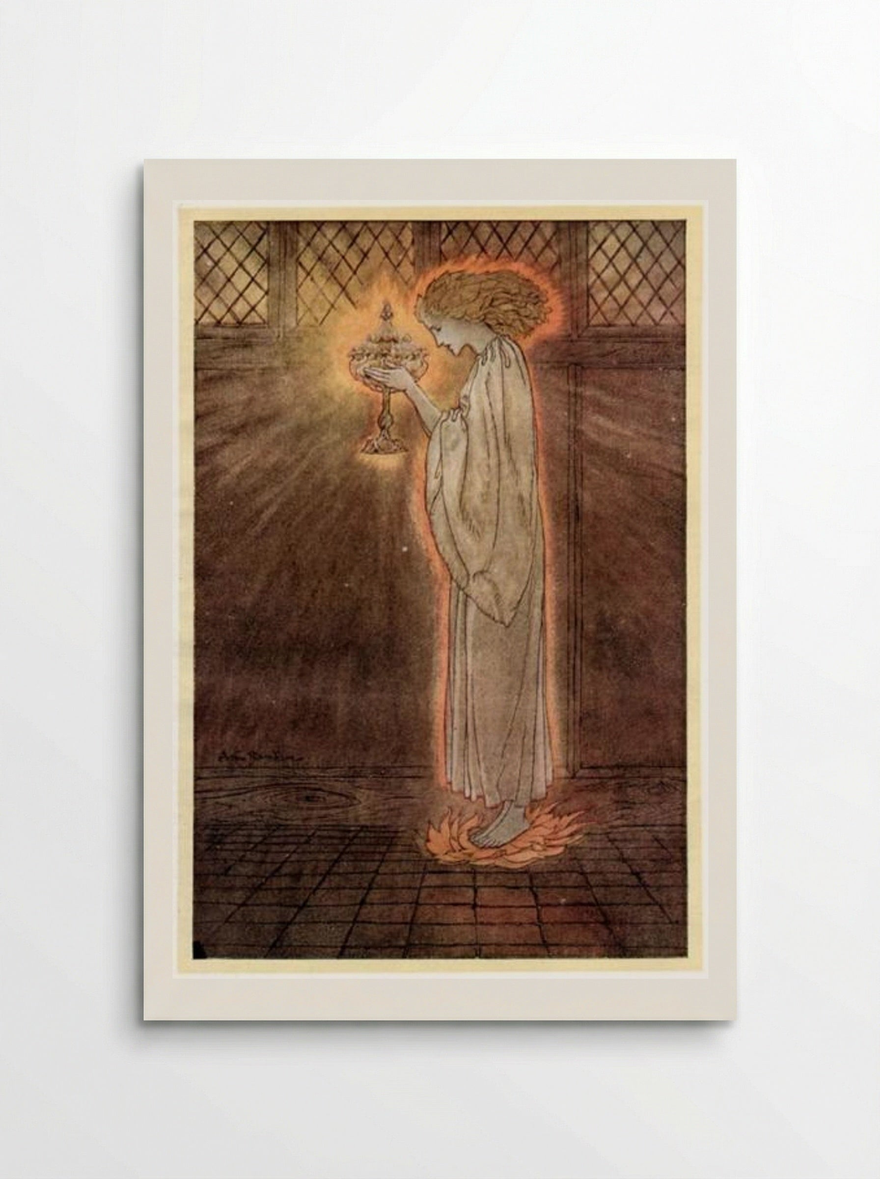 The Holy Grail is carried in - Arthur Rackham - Poster