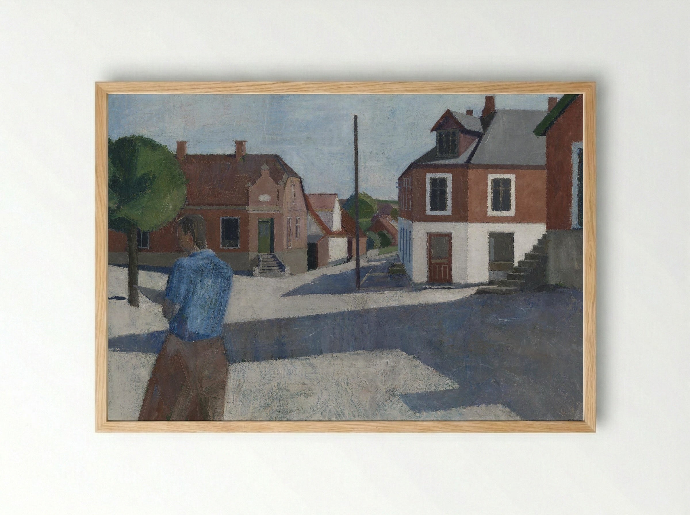 Street Scene with Figure - Erik Raadal - Framed Print Wood
