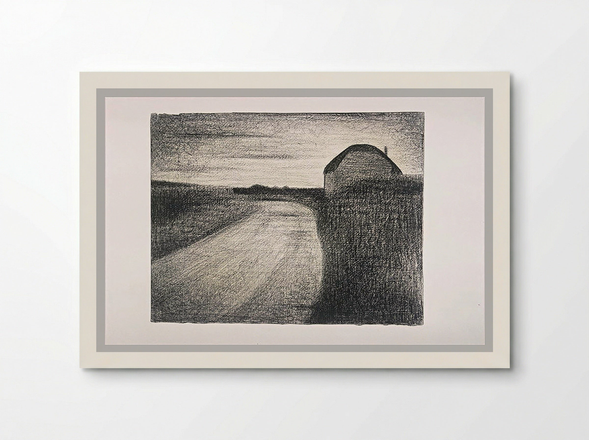 Untitled (Road and Farmhouse, Graphite on Paper) - Fine Art Print - Poster