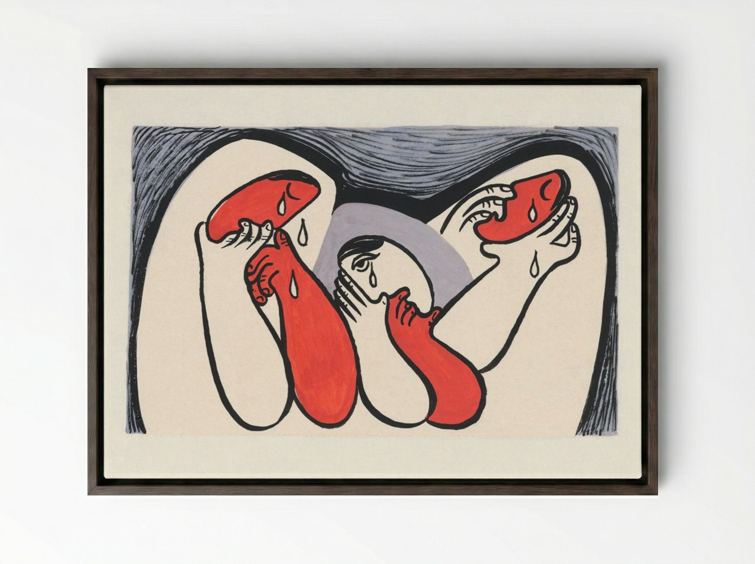 Crying Women - Mikuláš Galanda - Framed Canvas Dark Wood