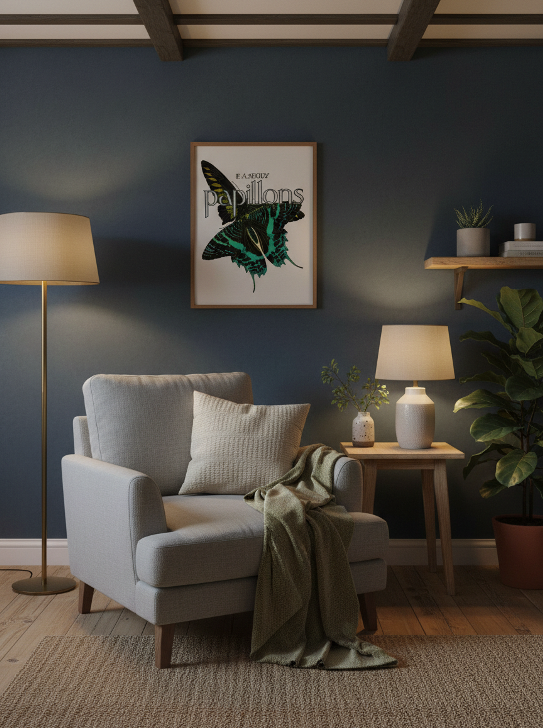 Papillons, Plate No. 1 (Teal and Black Butterfly) - Émile-Allain Séguy - Lifestyle