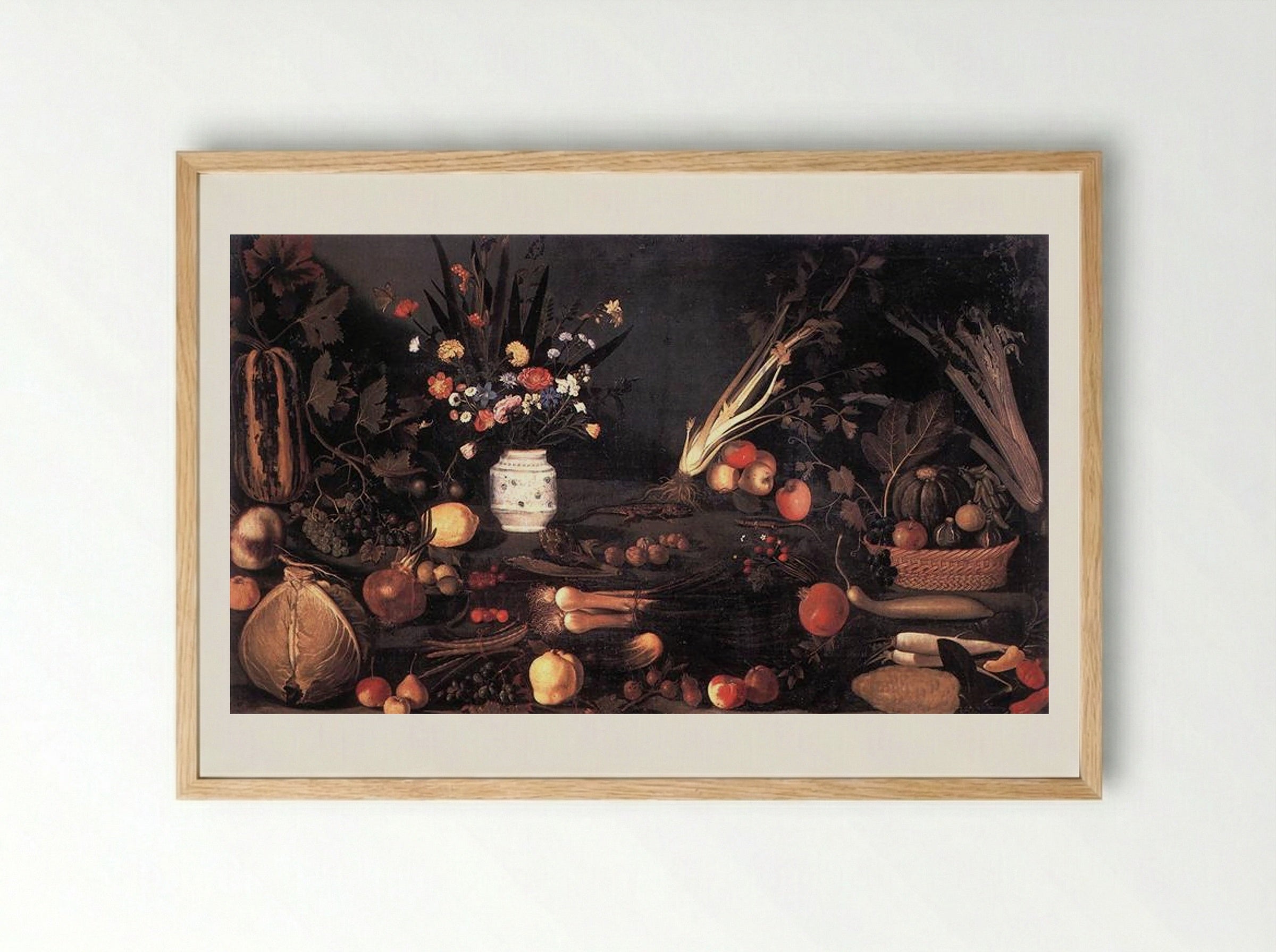 Still Life with Flowers and Fruit - Michelangelo Merisi da Caravaggio - Framed Print Wood