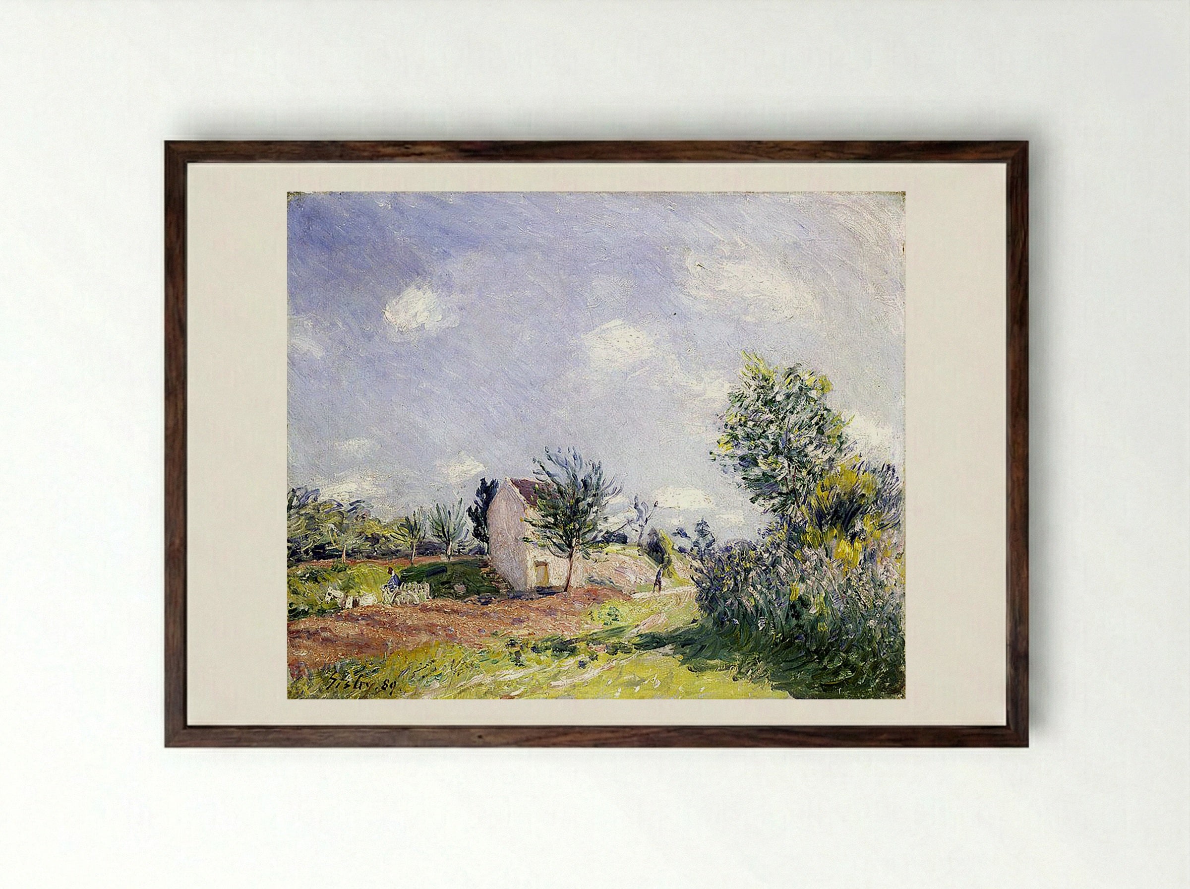 Springtime - Alfred Sisley - Framed Print Dark Wood