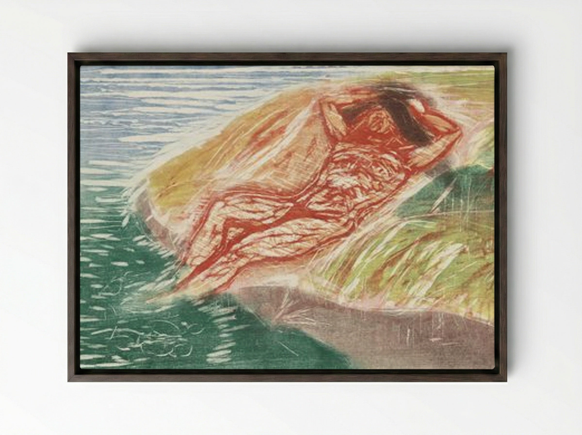 Sunbathing I - Edvard Munch - Framed Canvas Dark Wood