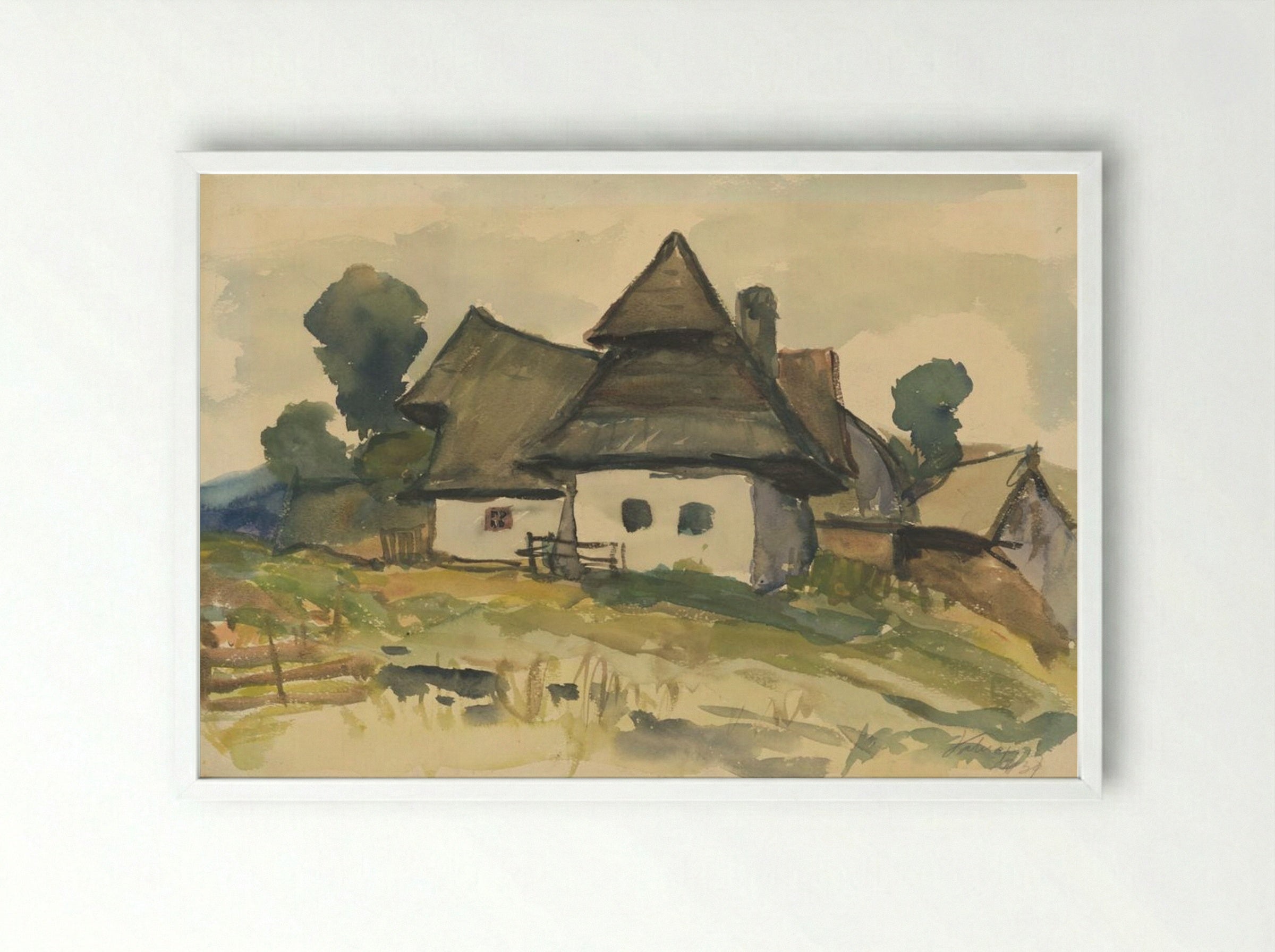 Village Motif - Zolo Palugyay - Framed Print White