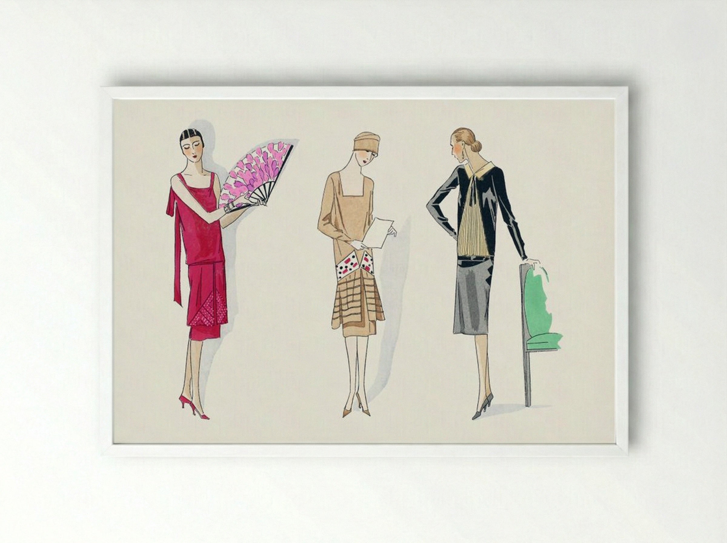 Three Dresses, 1926 - Bernard et Armand - Framed Print White