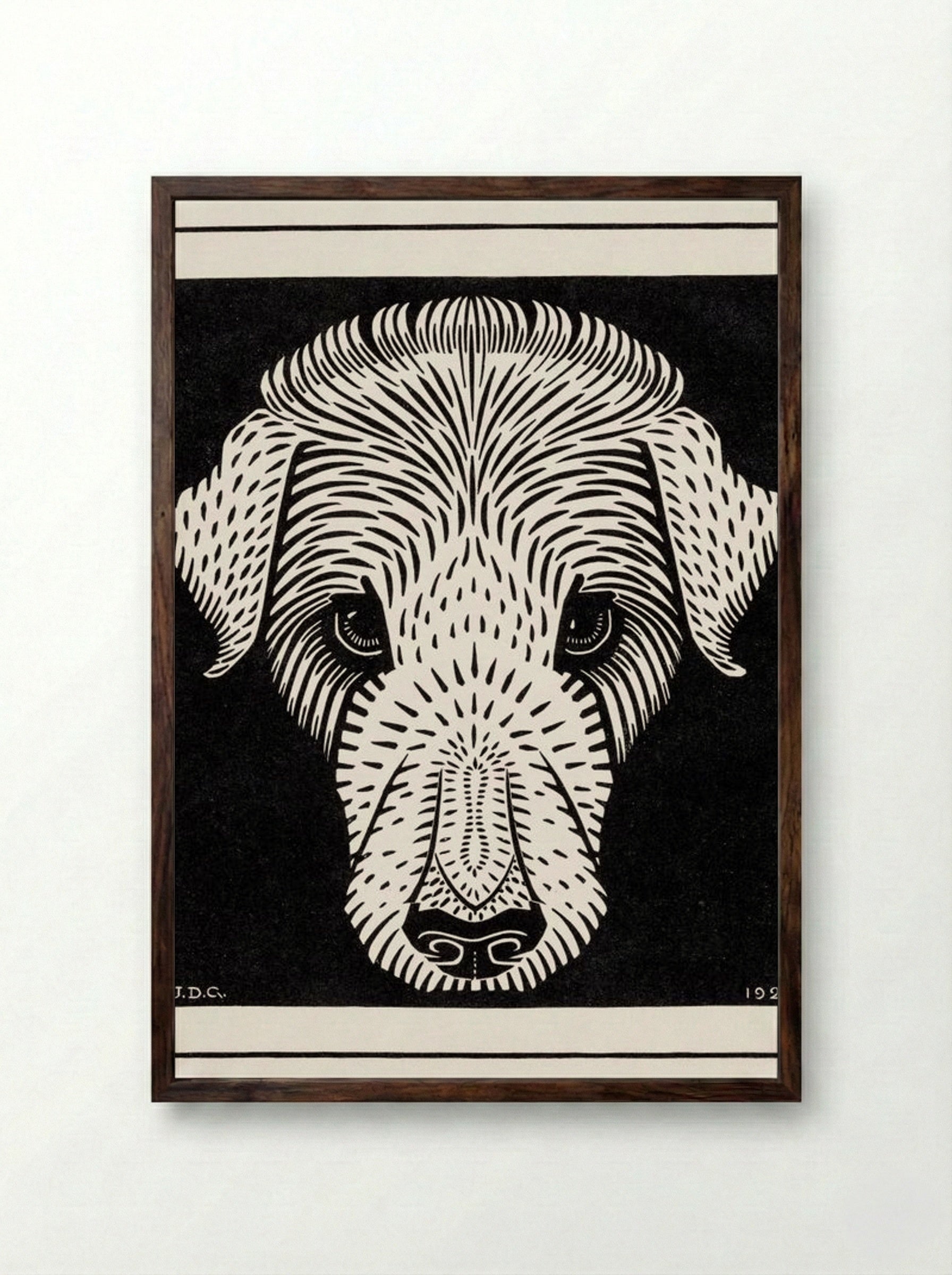 Dog's Head - Julie de Graag - Framed Print Dark Wood