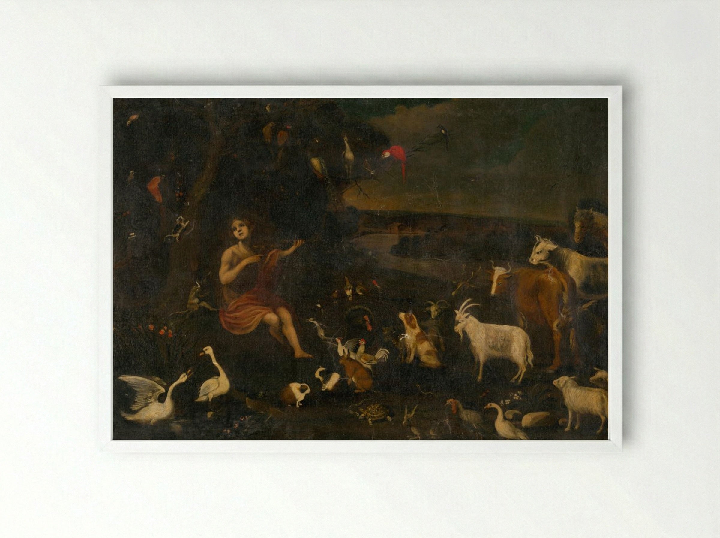 Orpheus Charming the Animals - Roelant Savery - Framed Print White