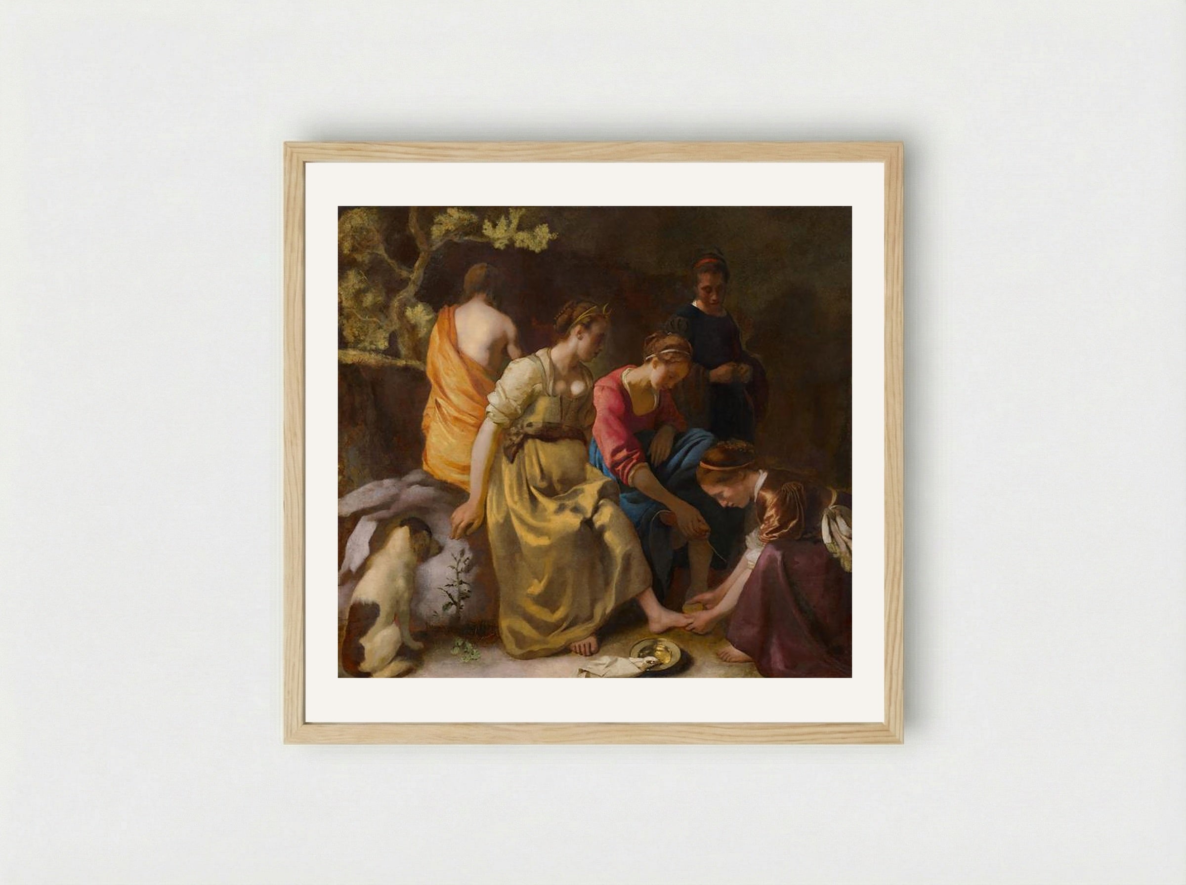 Diana and her Companions - Johannes Vermeer - Framed Print Wood