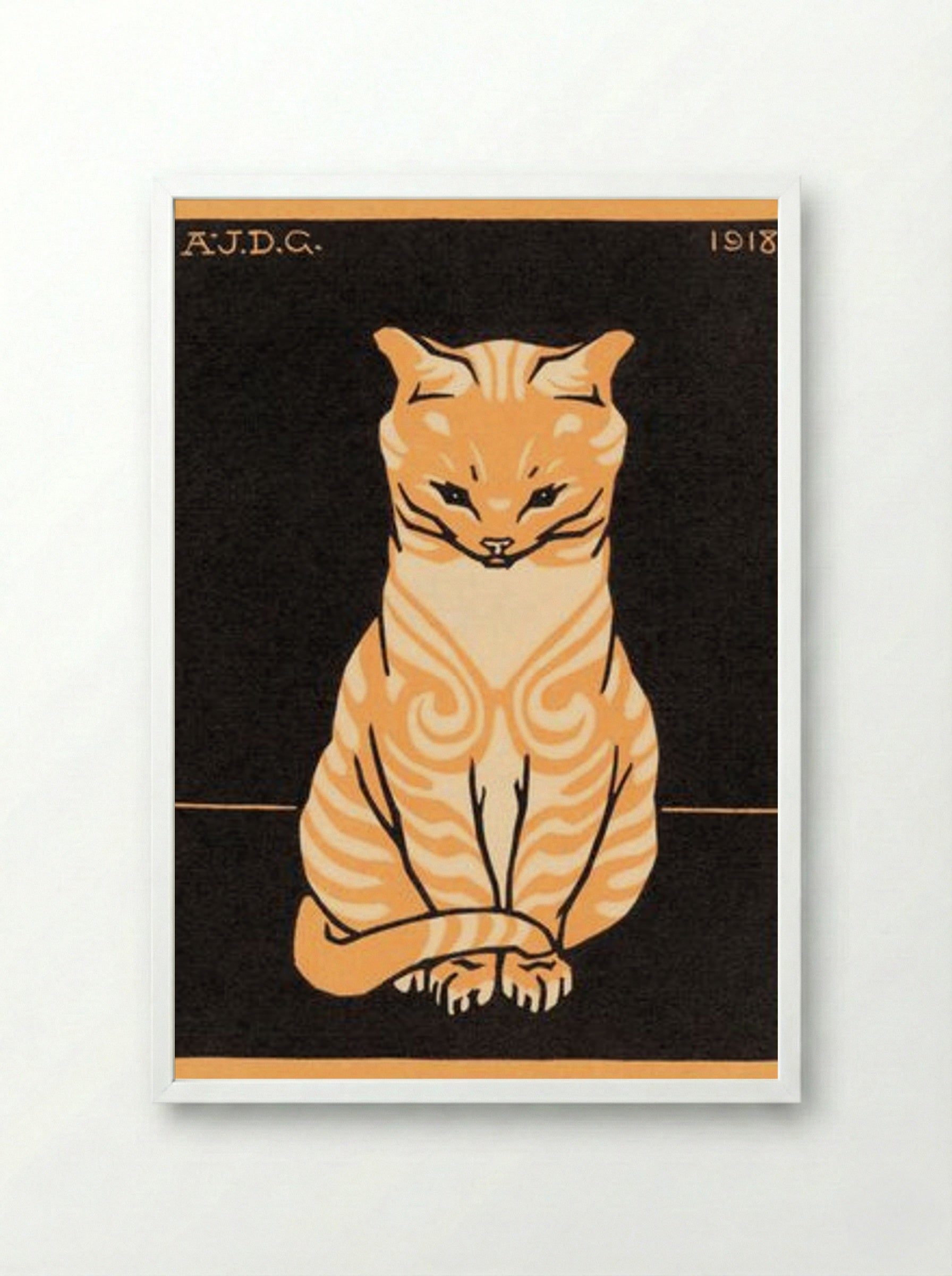 Sitting Cat - Julie de Graag - Framed Print White