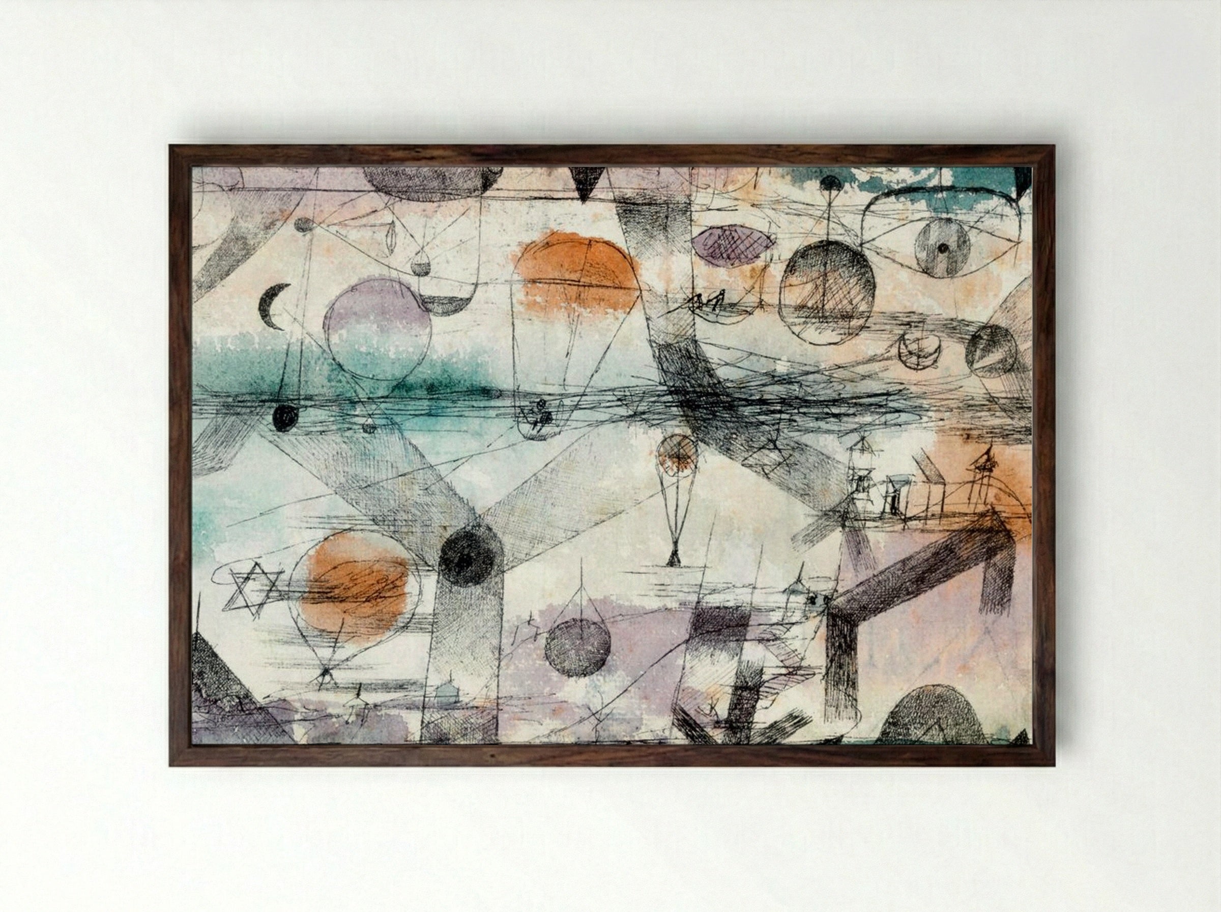 In the Realm of Air - Paul Klee - Framed Print Dark Wood