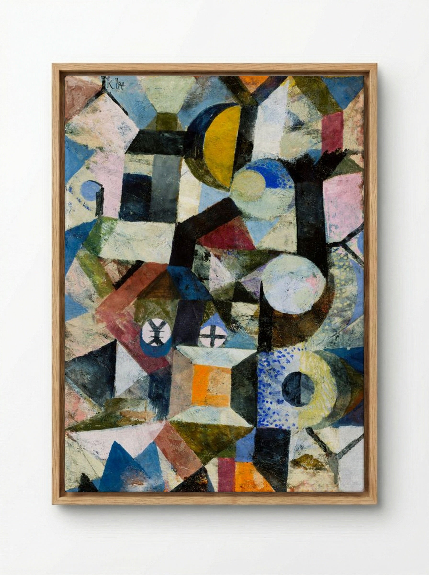 Composition with the Yellow Half-Moon and the Y - Paul Klee - Framed Canvas Wood