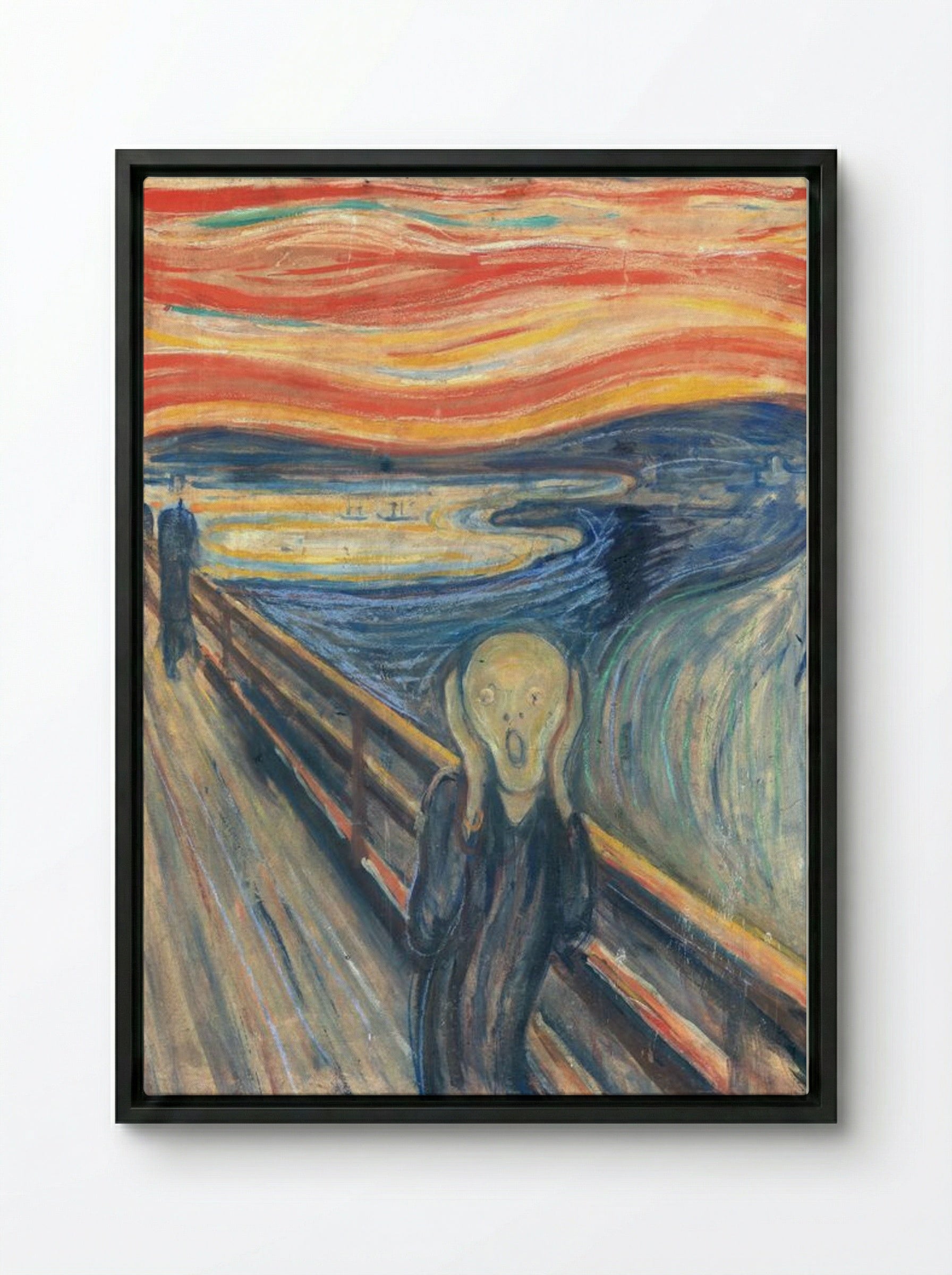 The Scream - Edvard Munch - Framed Canvas Black